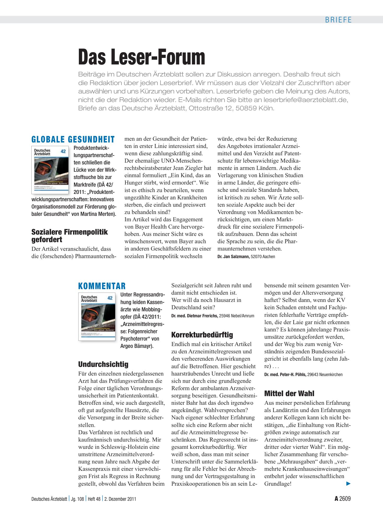 Vorschauseite 1: Kommentar: Undurchsichtig – Deutsches Ärzteblatt