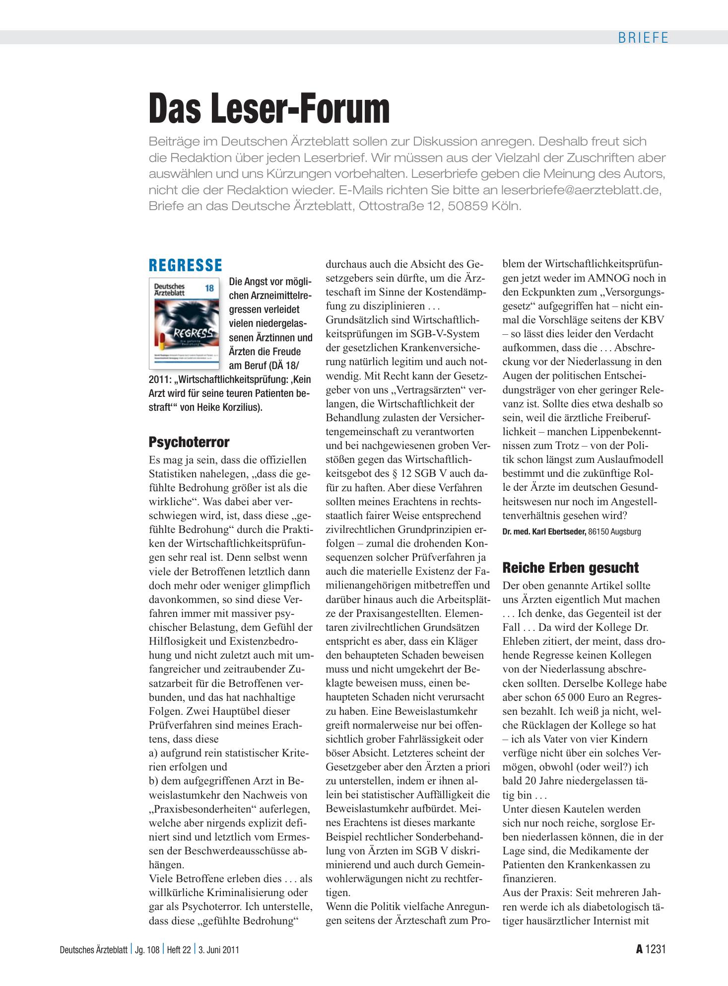 Vorschauseite 1: Regresse: Psychoterror – Deutsches Ärzteblatt