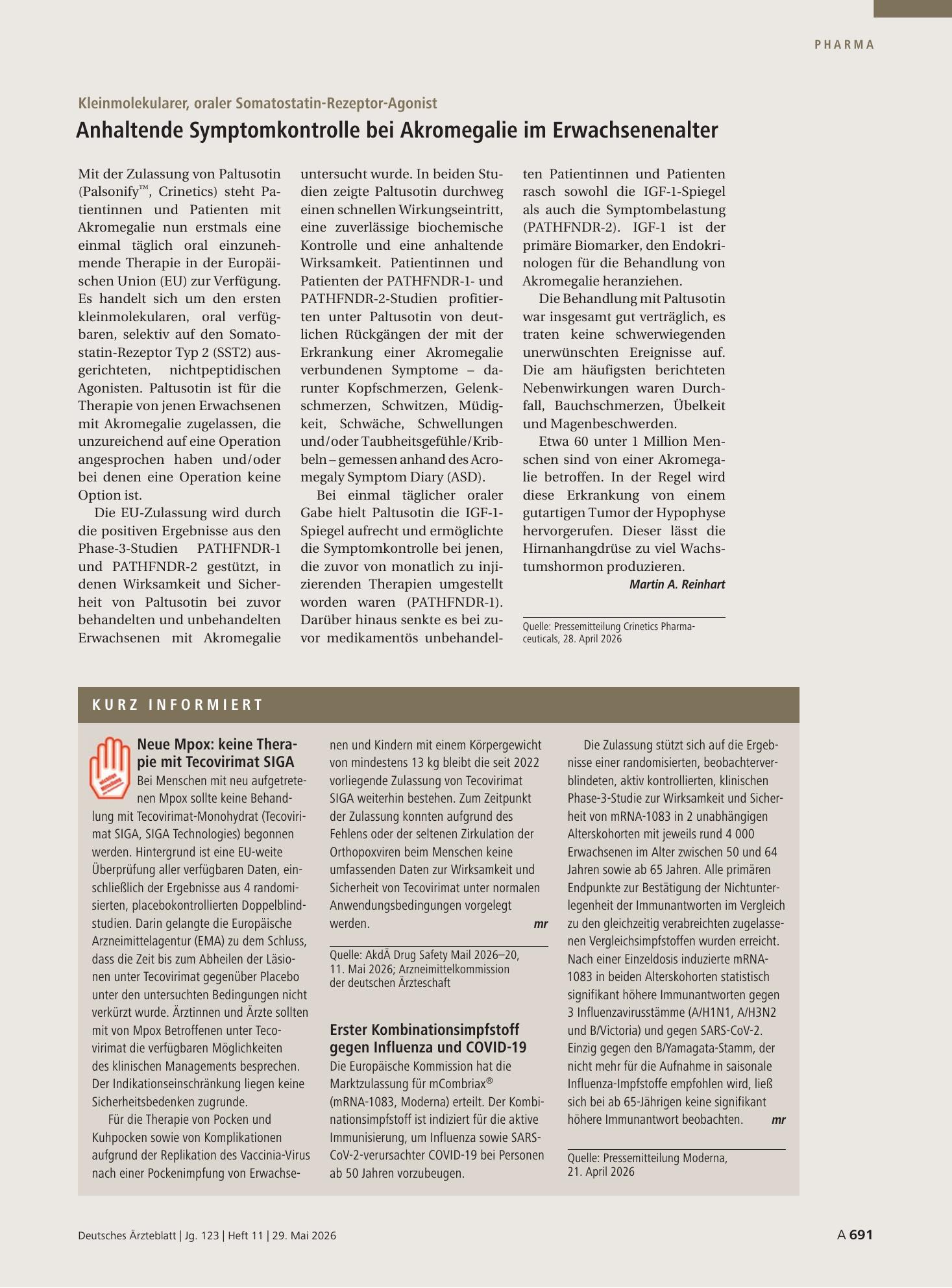 Vorschauseite 1: Kurz informiert – Deutsches Ärzteblatt