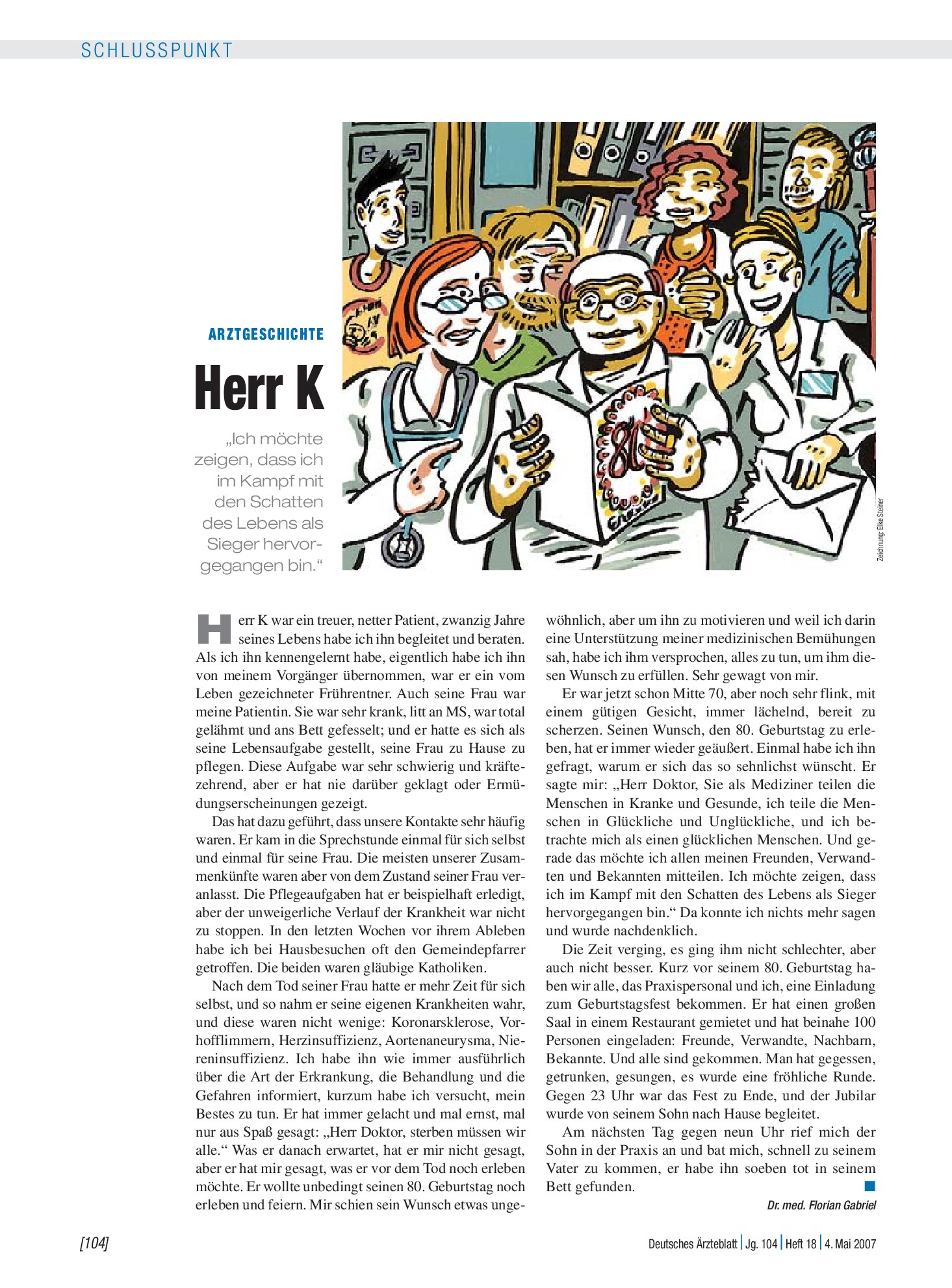 Vorschauseite 1: Arztgeschichte: Herr K – Deutsches Ärzteblatt