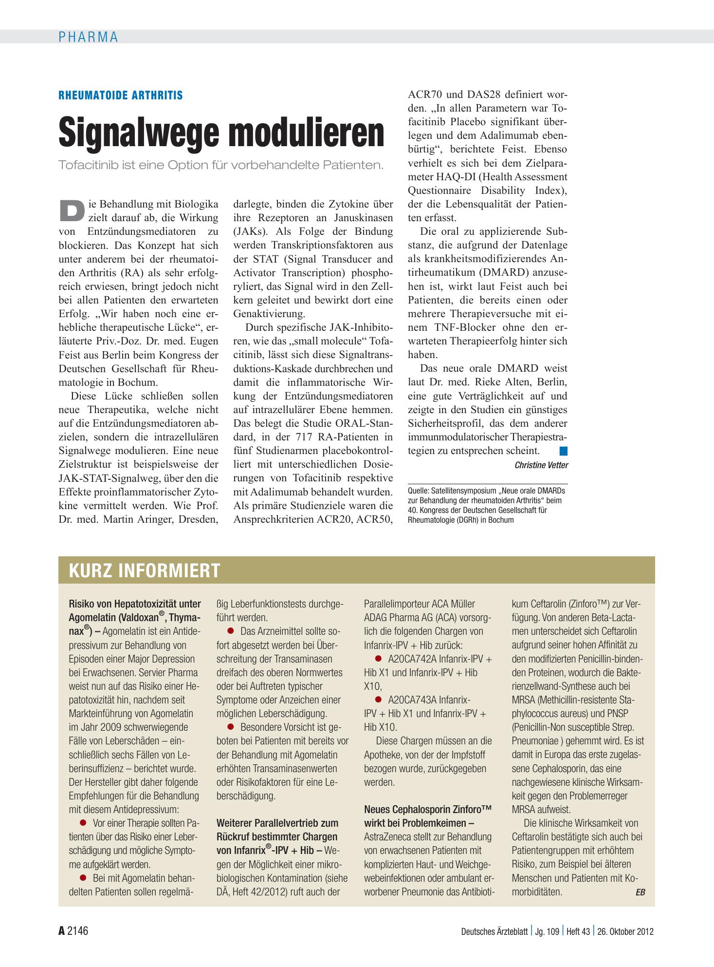 Vorschauseite 1: Kurz informiert – Deutsches Ärzteblatt