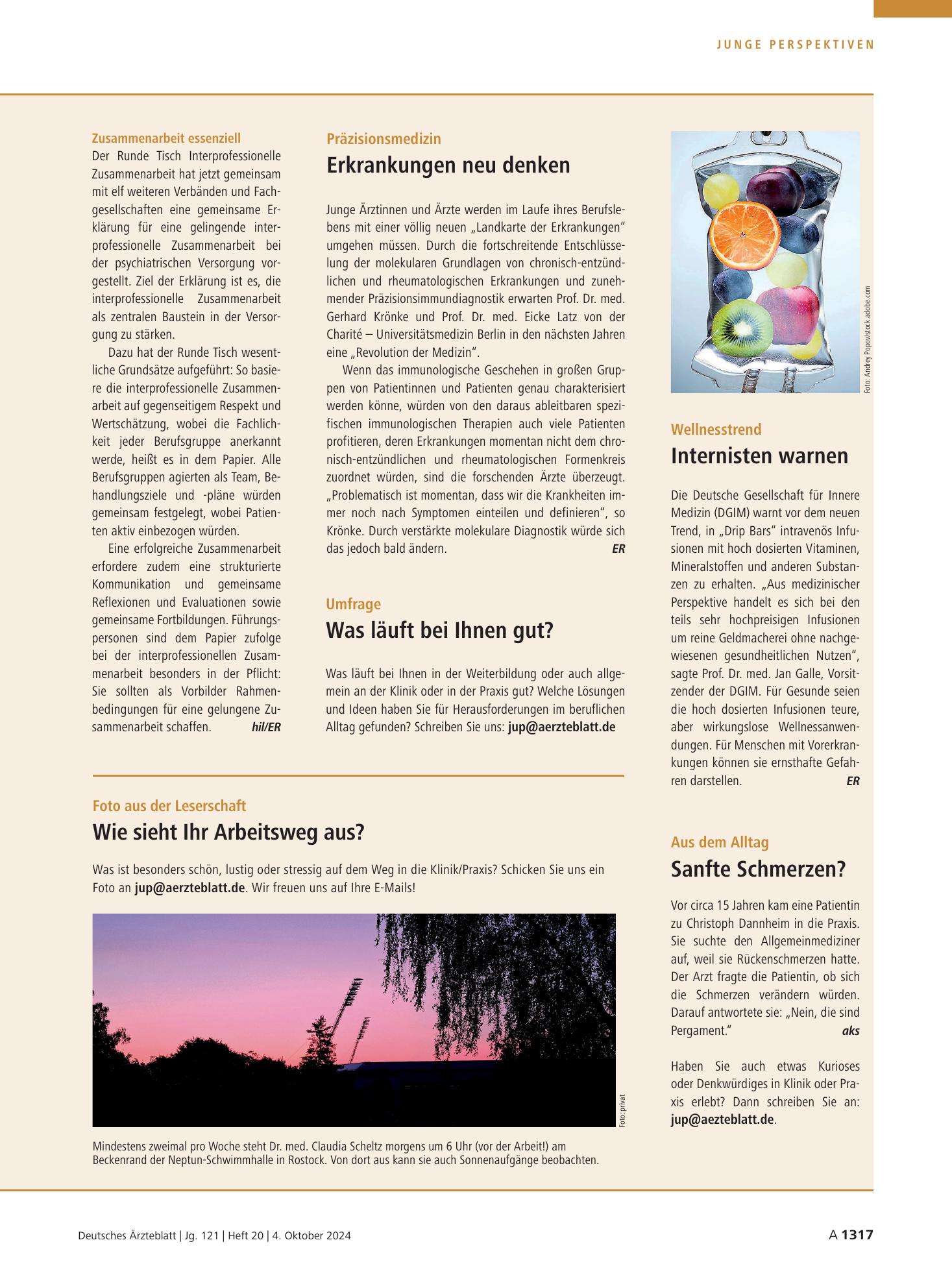 Vorschauseite 1: Wellnesstrend: Internisten warnen – Deutsches Ärzteblatt