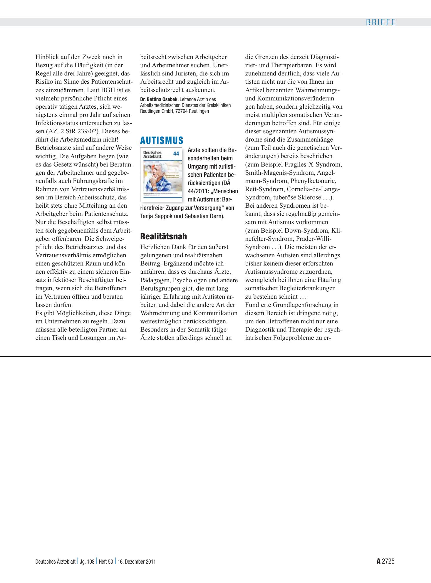 Vorschauseite 1: Autismus: Realitätsnah – Deutsches Ärzteblatt