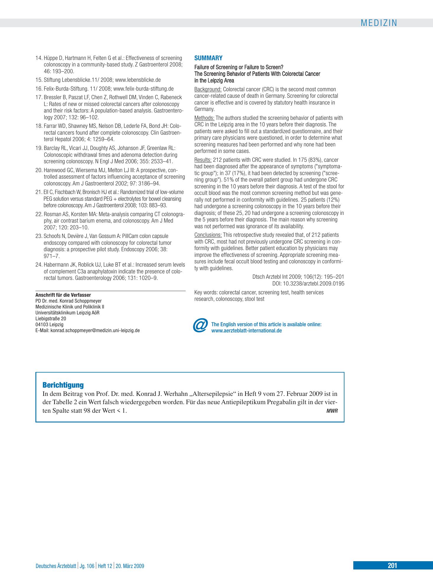 Vorschauseite 1: Berichtigung – Deutsches Ärzteblatt