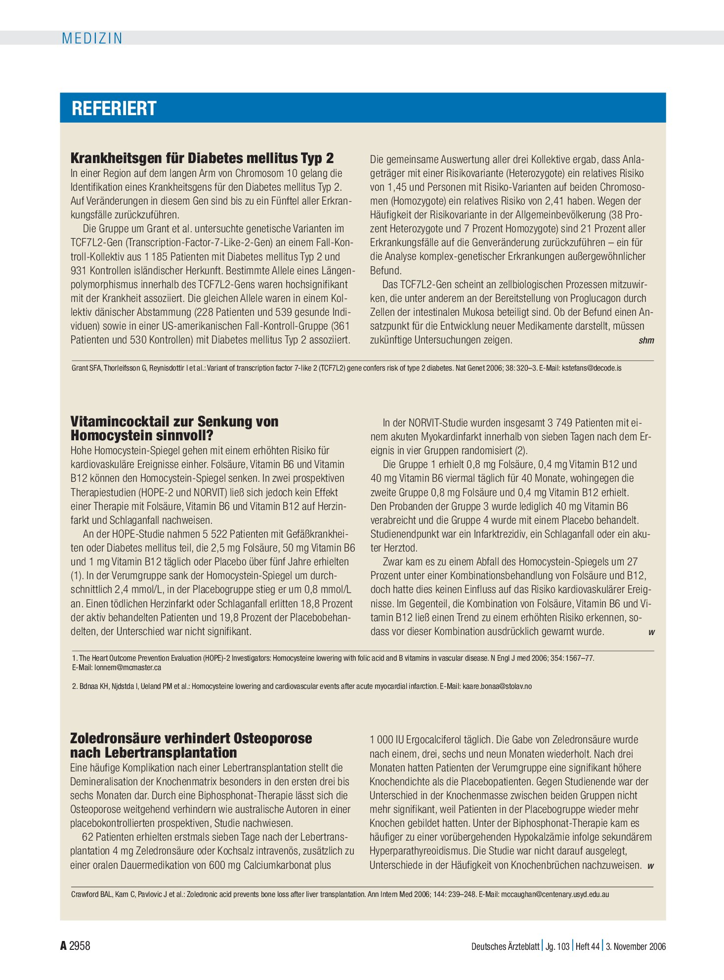 Vorschauseite 1: Krankheitsgen für Diabetes mellitus Typ 2 – Deutsches Ärzteblatt
