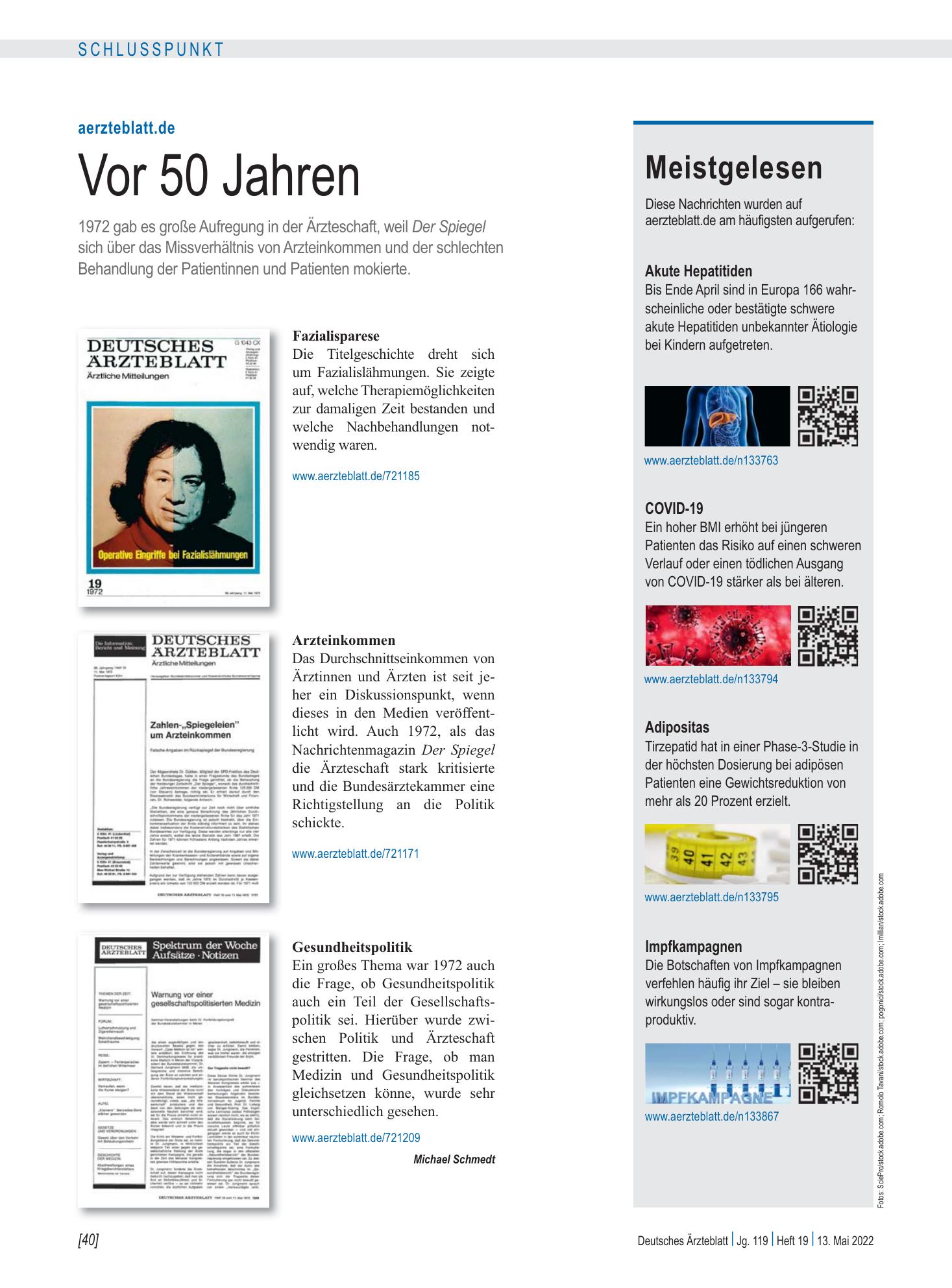 Vorschauseite 1: Meistgelesen – Deutsches Ärzteblatt