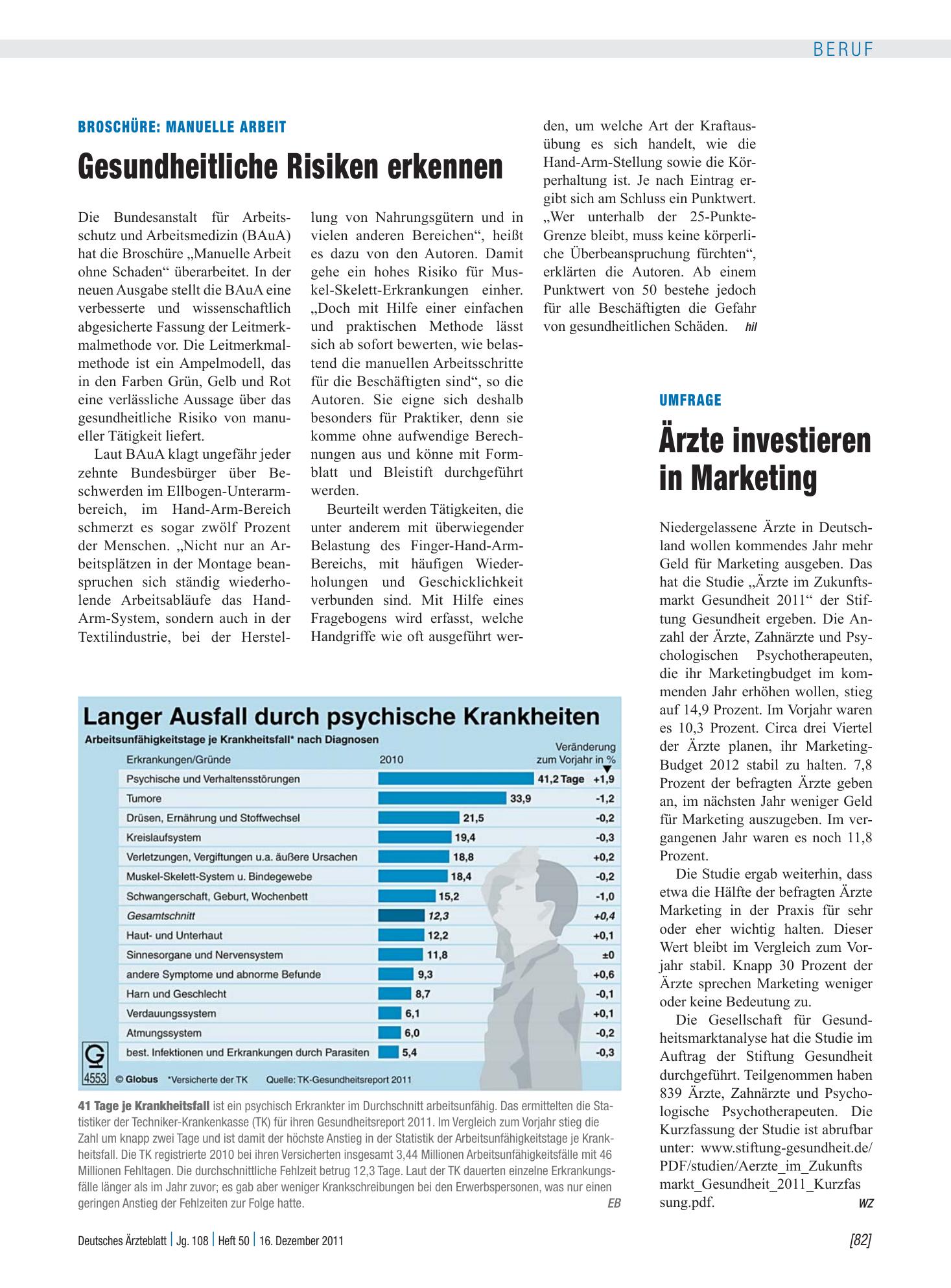 Vorschauseite 1: Langer Ausfall durch psychische Krankheiten – Deutsches Ärzteblatt