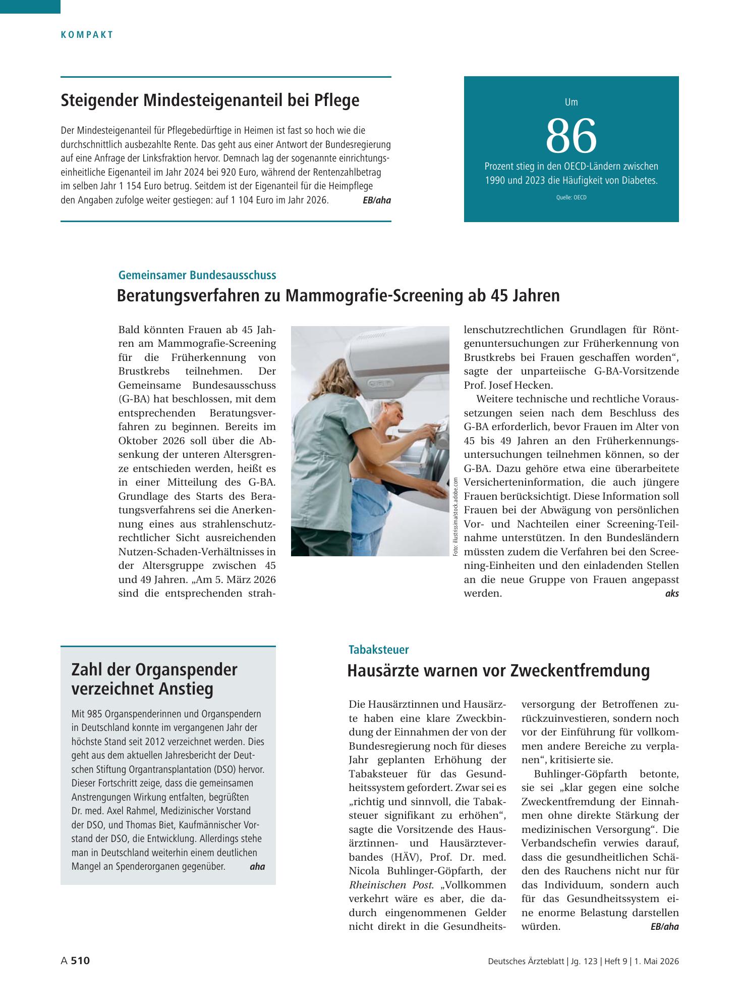 Vorschauseite 1: Zahl – Deutsches Ärzteblatt