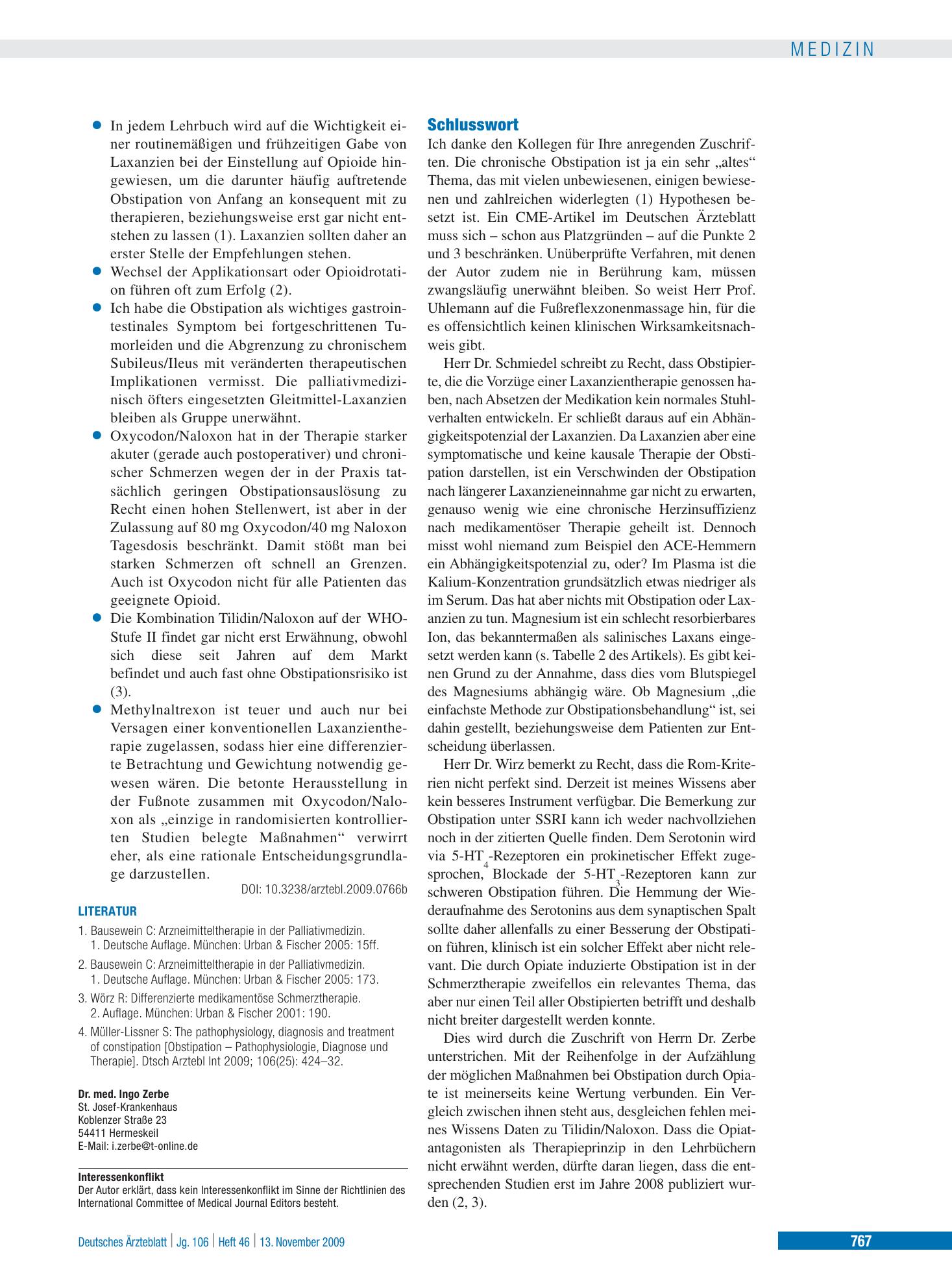 Vorschauseite 1: Obstipation – Pathophysiologie, Diagnose und Therapie: Schlusswort – Deutsches Ärzteblatt
