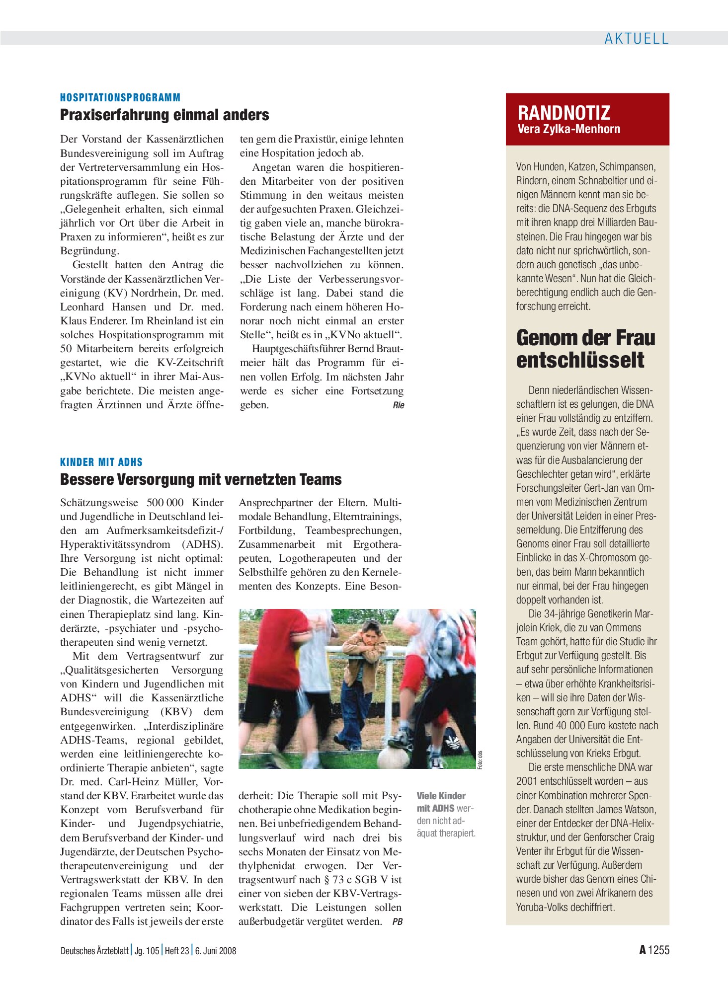 Vorschauseite 1: Randnotiz: Genom der Frau entschlüsselt – Deutsches Ärzteblatt