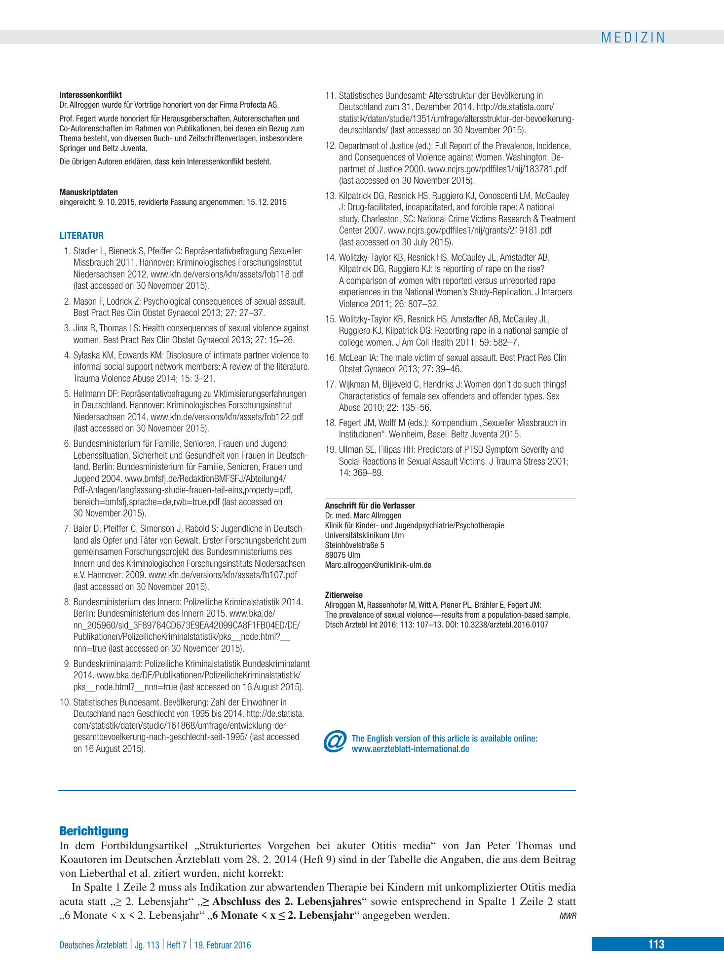 Vorschauseite 1: Berichtigung – Deutsches Ärzteblatt