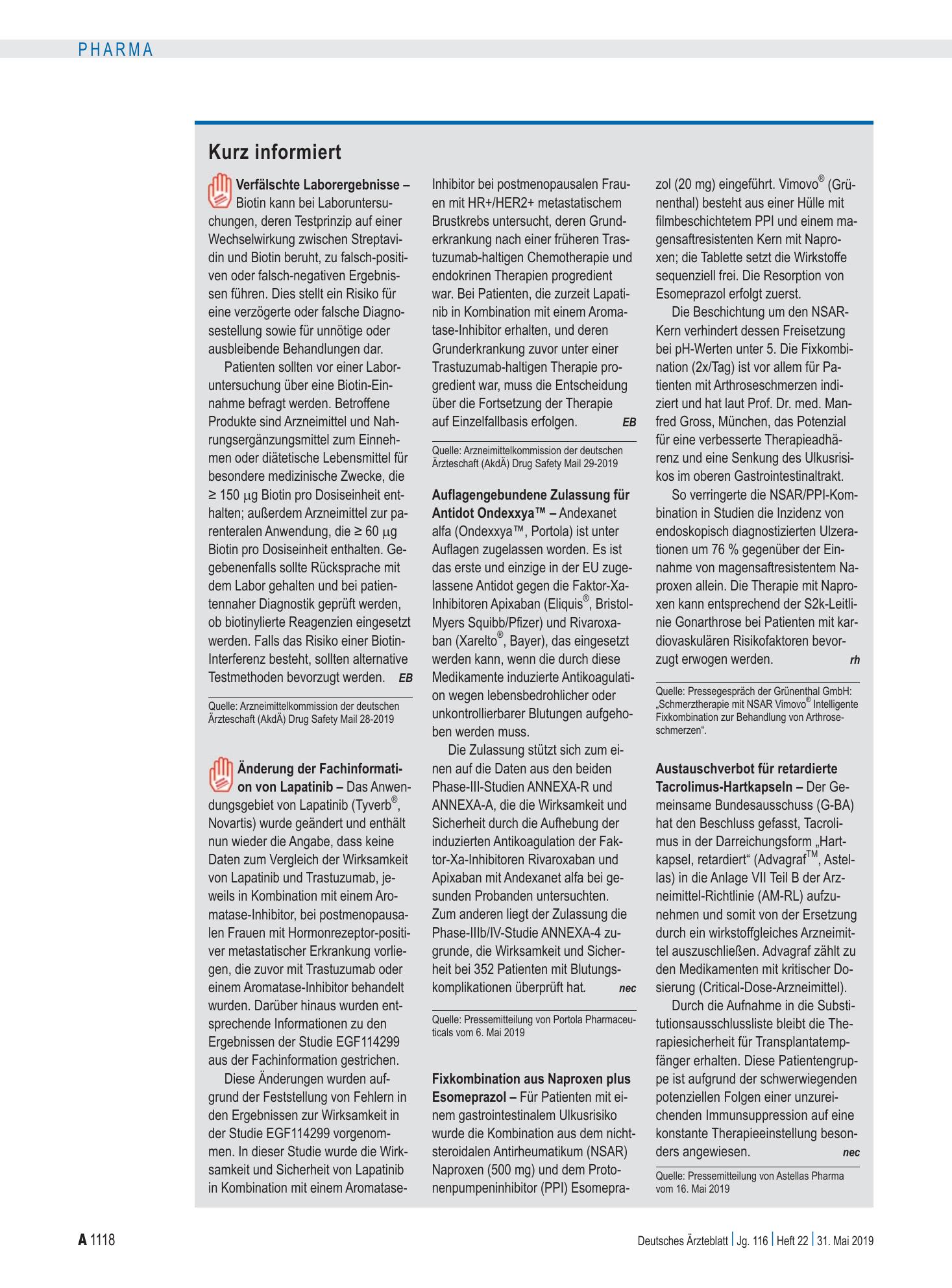 Vorschauseite 1: Kurz informiert – Deutsches Ärzteblatt