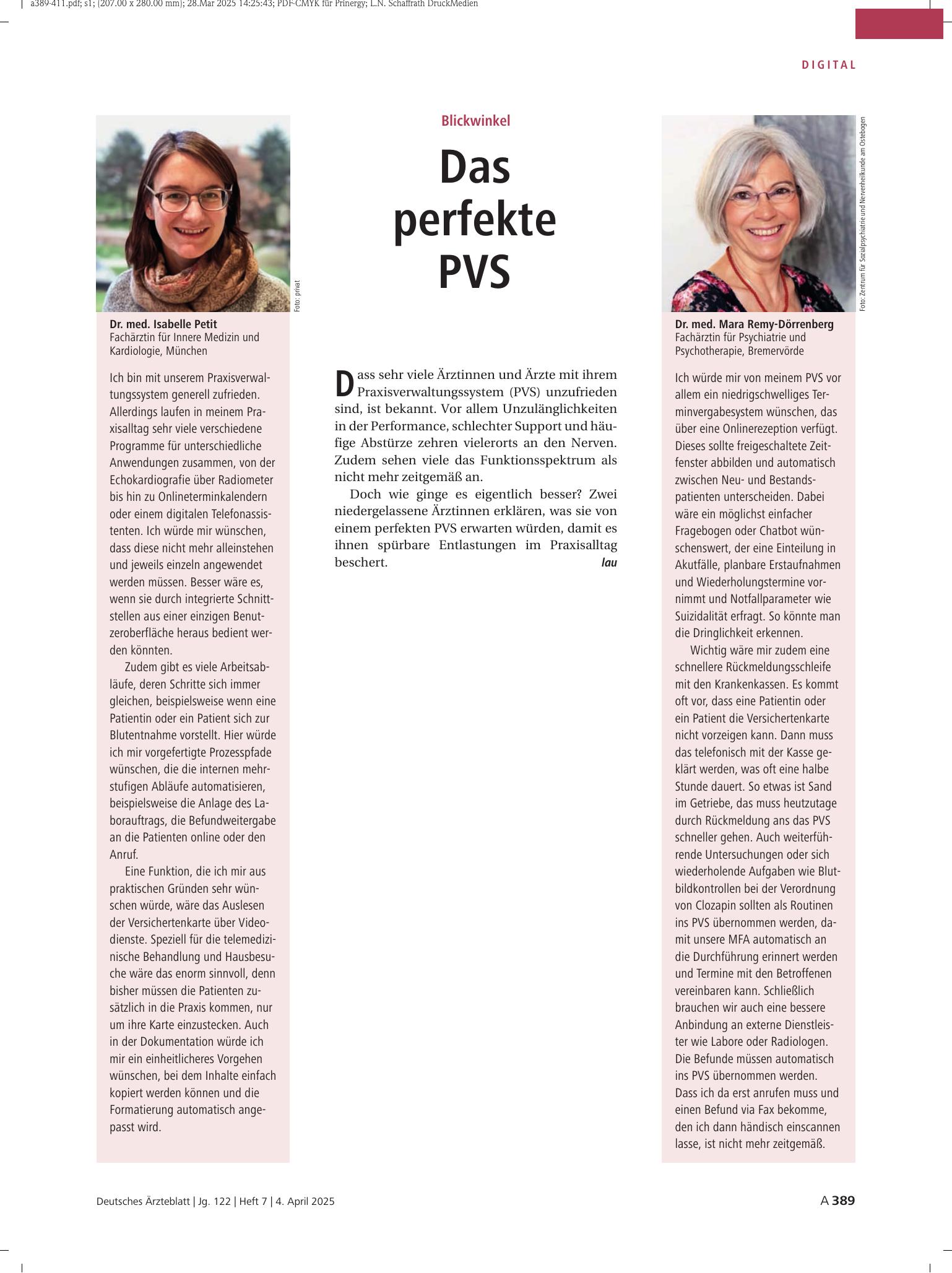 Vorschauseite 1: Blickwinkel: Das perfekte PVS – Deutsches Ärzteblatt