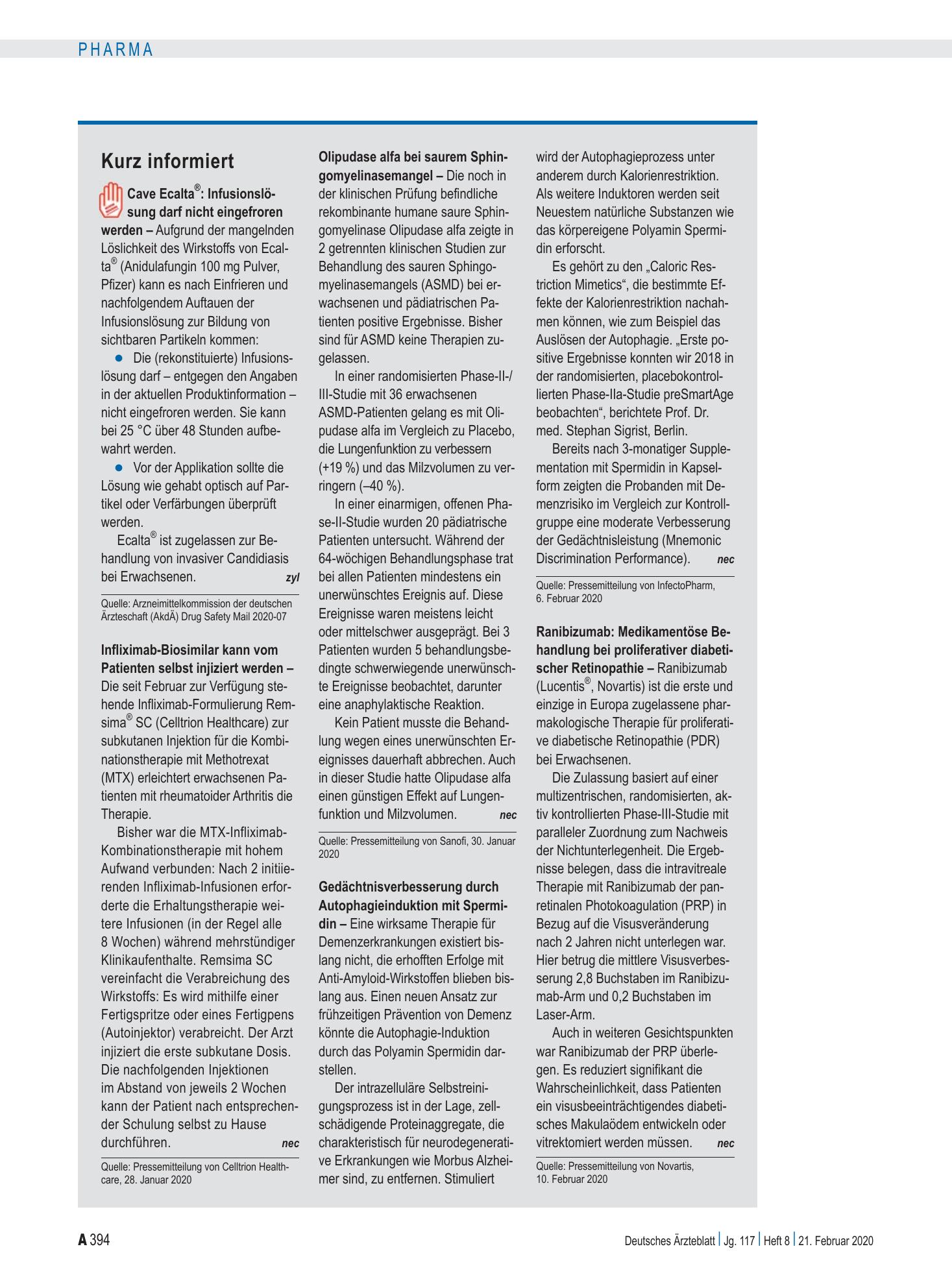 Vorschauseite 1: Kurz informiert – Deutsches Ärzteblatt