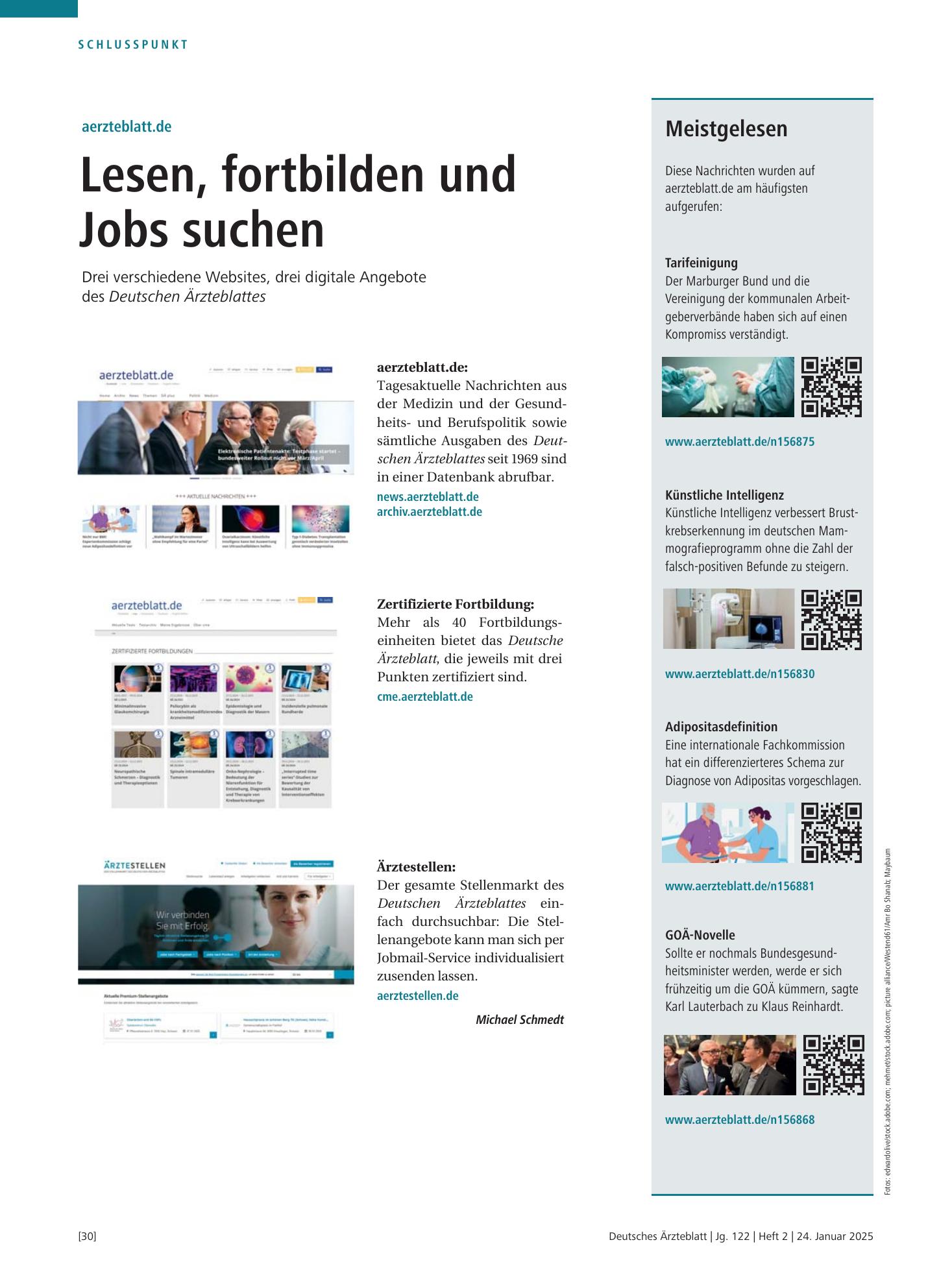Vorschauseite 1: Meistgelesen – Deutsches Ärzteblatt