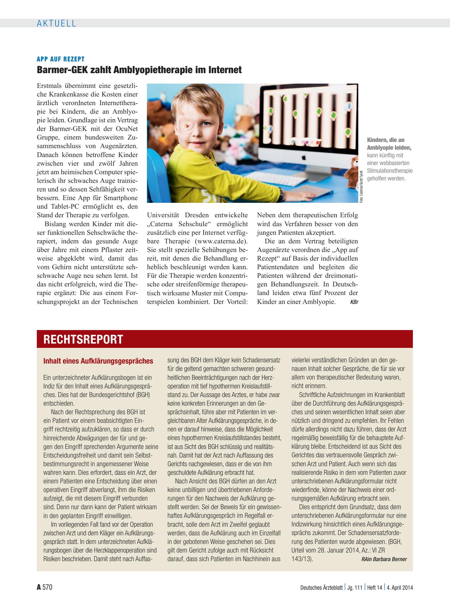 Vorschauseite 1: Inhalt eines Aufklärungsgespräches – Deutsches Ärzteblatt