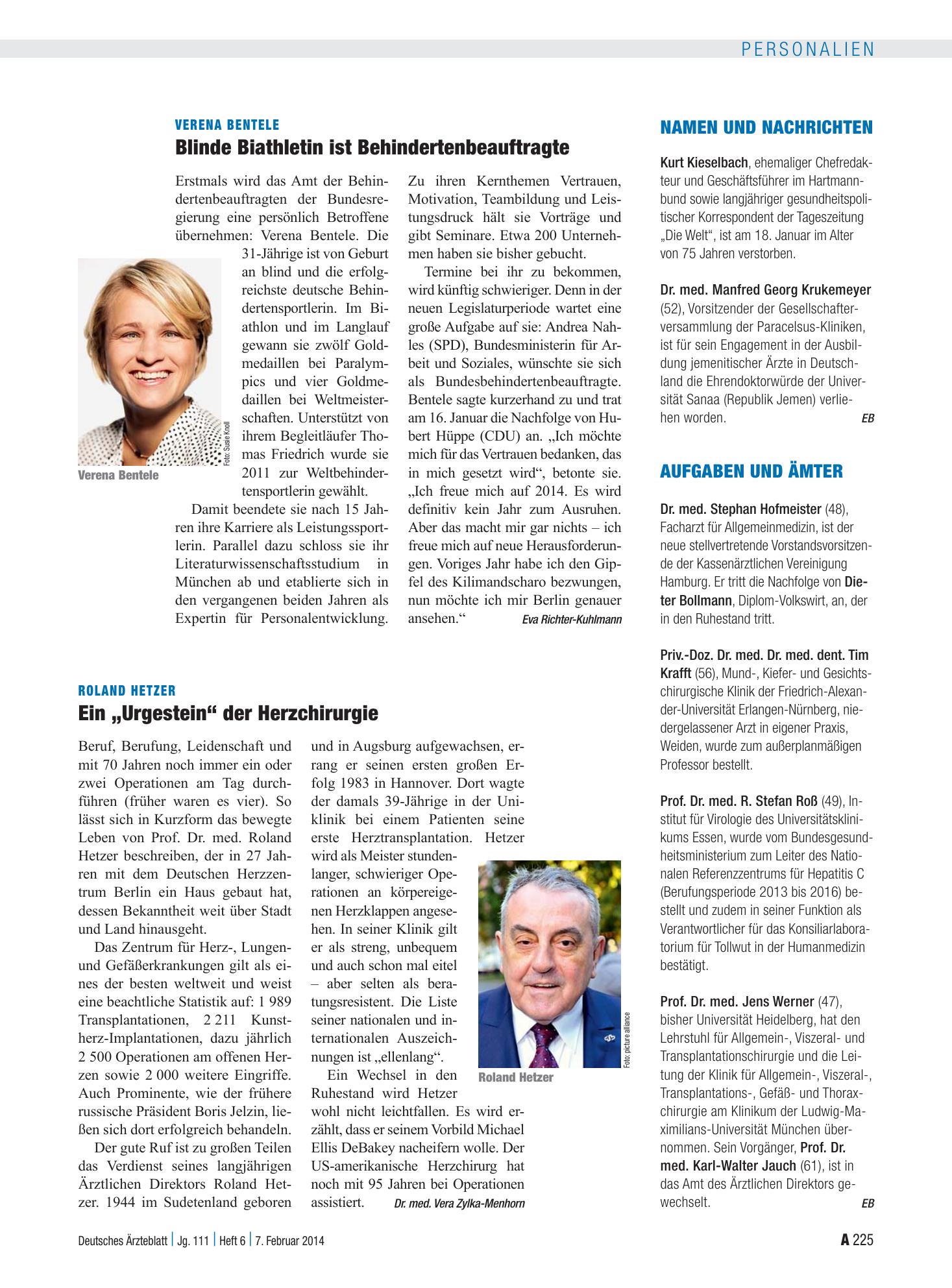 Vorschauseite 1: Aufgaben und Ämter – Deutsches Ärzteblatt
