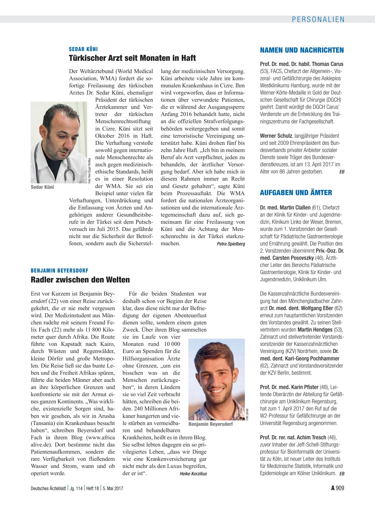Vorschauseite 1: Aufgaben und Ämter – Deutsches Ärzteblatt