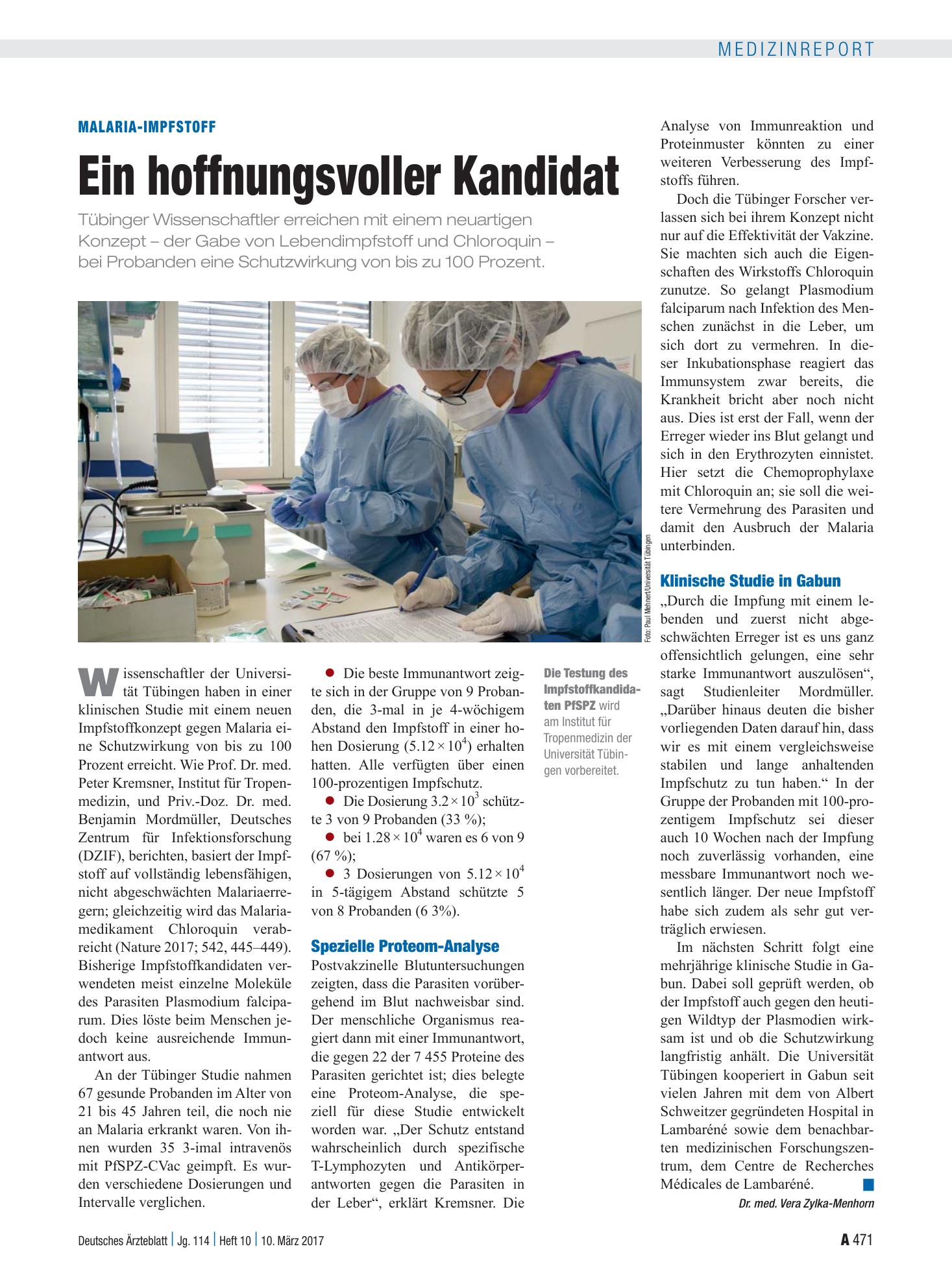 Vorschauseite 1: Malaria-Impfstoff: Ein hoffnungsvoller Kandidat – Deutsches Ärzteblatt