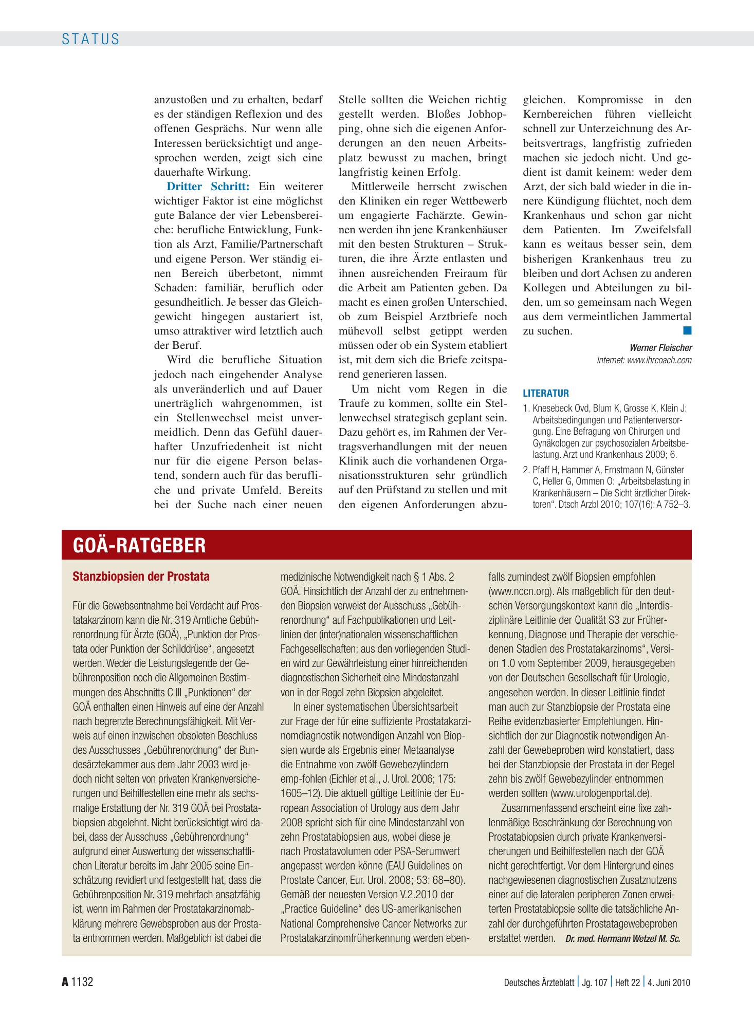 Vorschauseite 1: Stanzbiopsien der Prostata – Deutsches Ärzteblatt