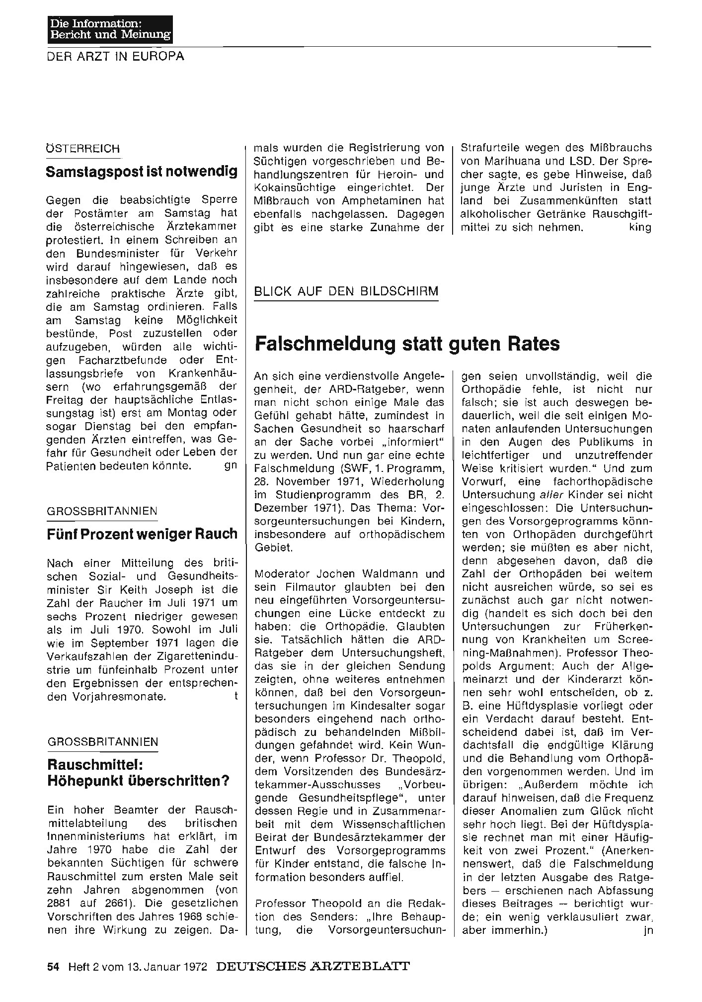 Vorschauseite 1: Grossbritannien: Rauschmittel: Höhepunkt überschritten?