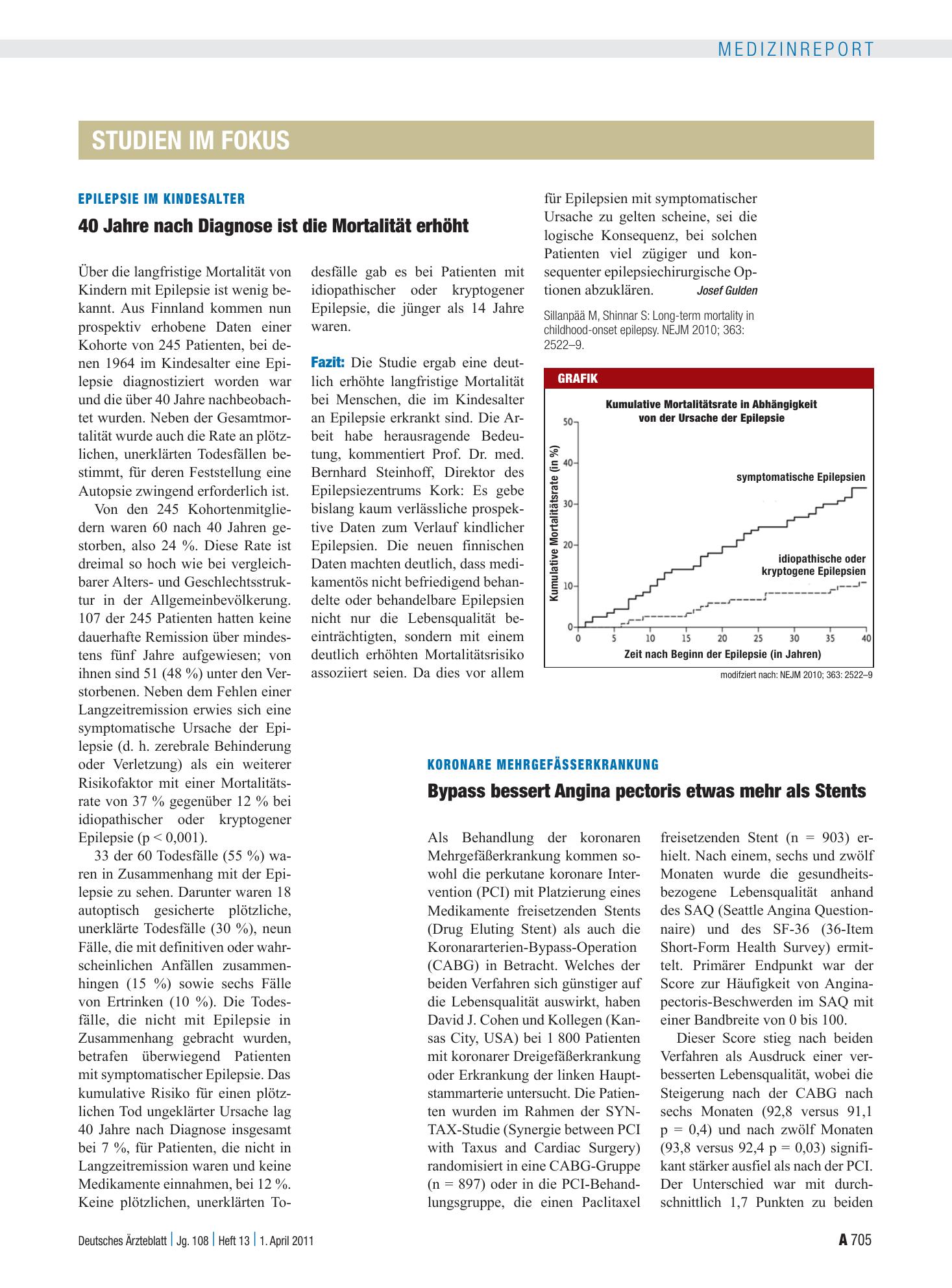 Vorschauseite 1: Koronare Mehrgefässerkrankung: Bypass bessert Angina pectoris etwas mehr als Stents – Deutsches Ärzteblatt