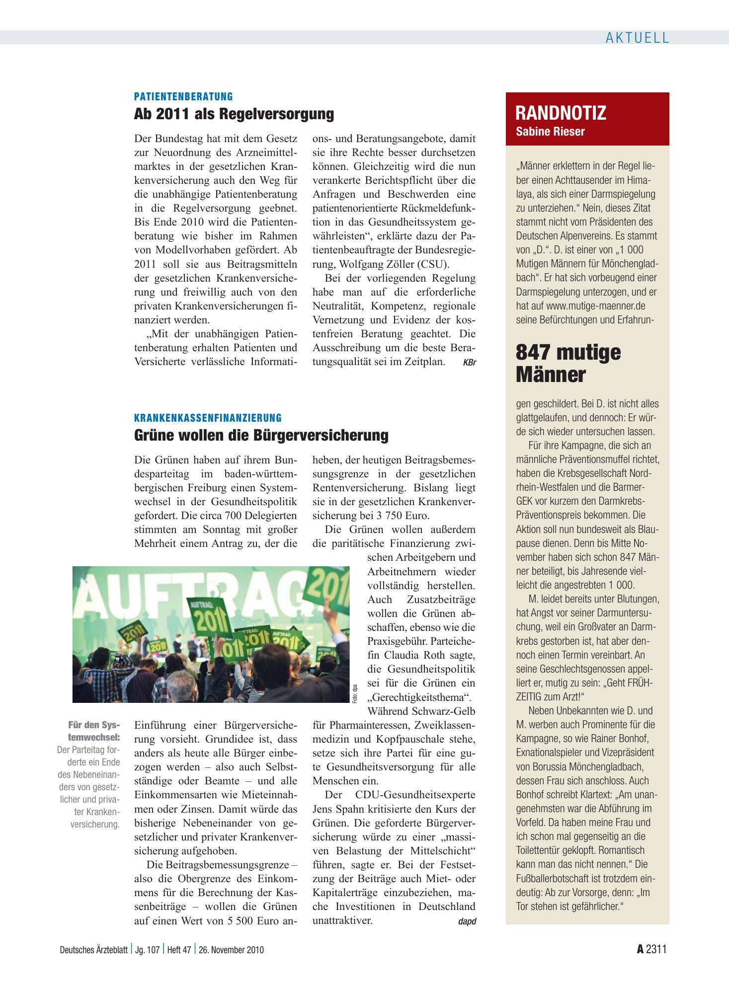 Vorschauseite 1: Randnotiz: 847 mutige Männer – Deutsches Ärzteblatt