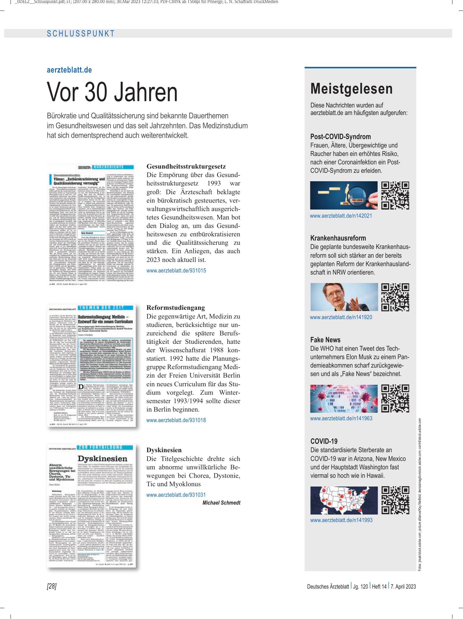 Vorschauseite 1: Meistgelesen – Deutsches Ärzteblatt