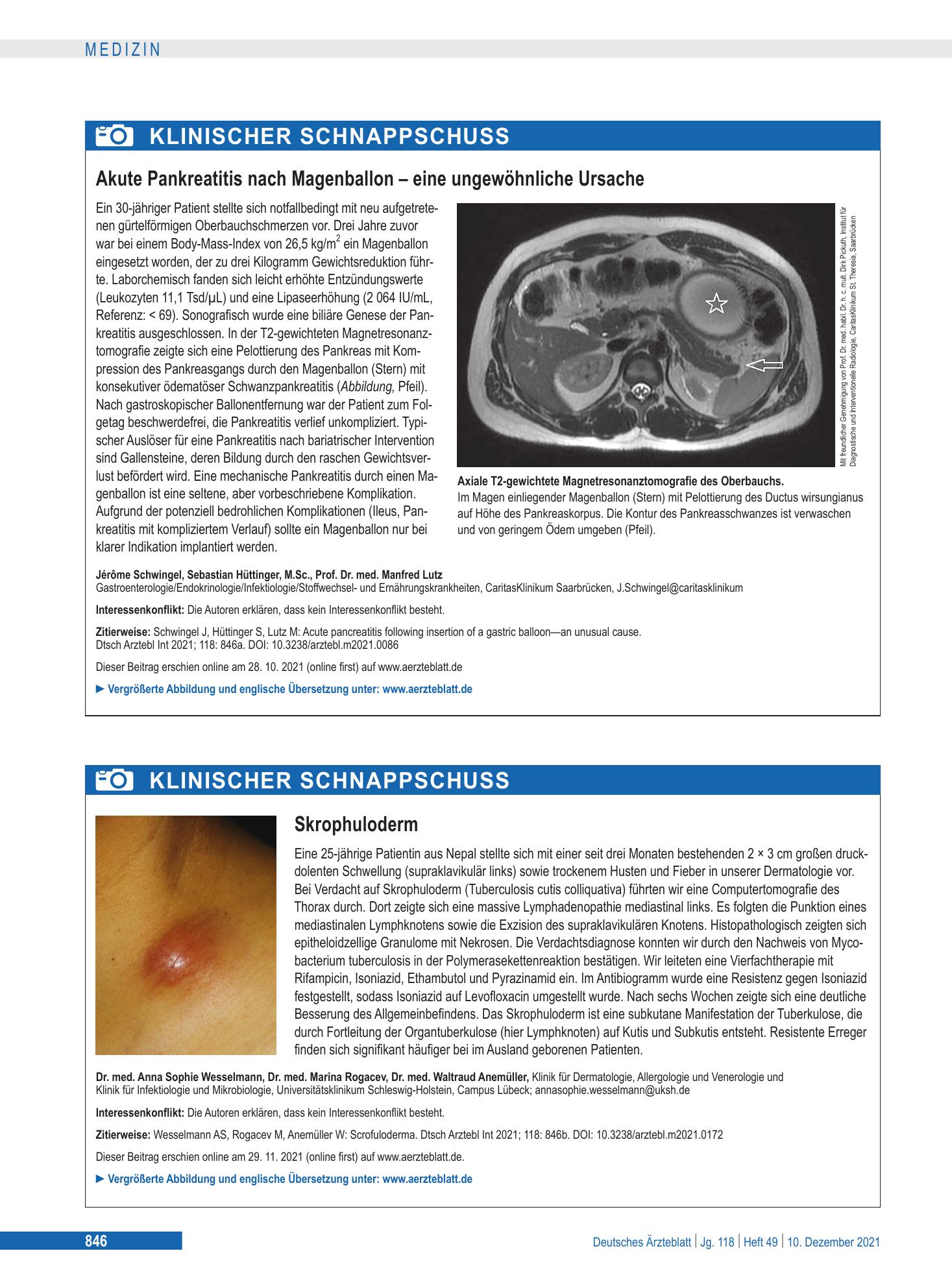 Vorschauseite 1: Skrophuloderm – Deutsches Ärzteblatt