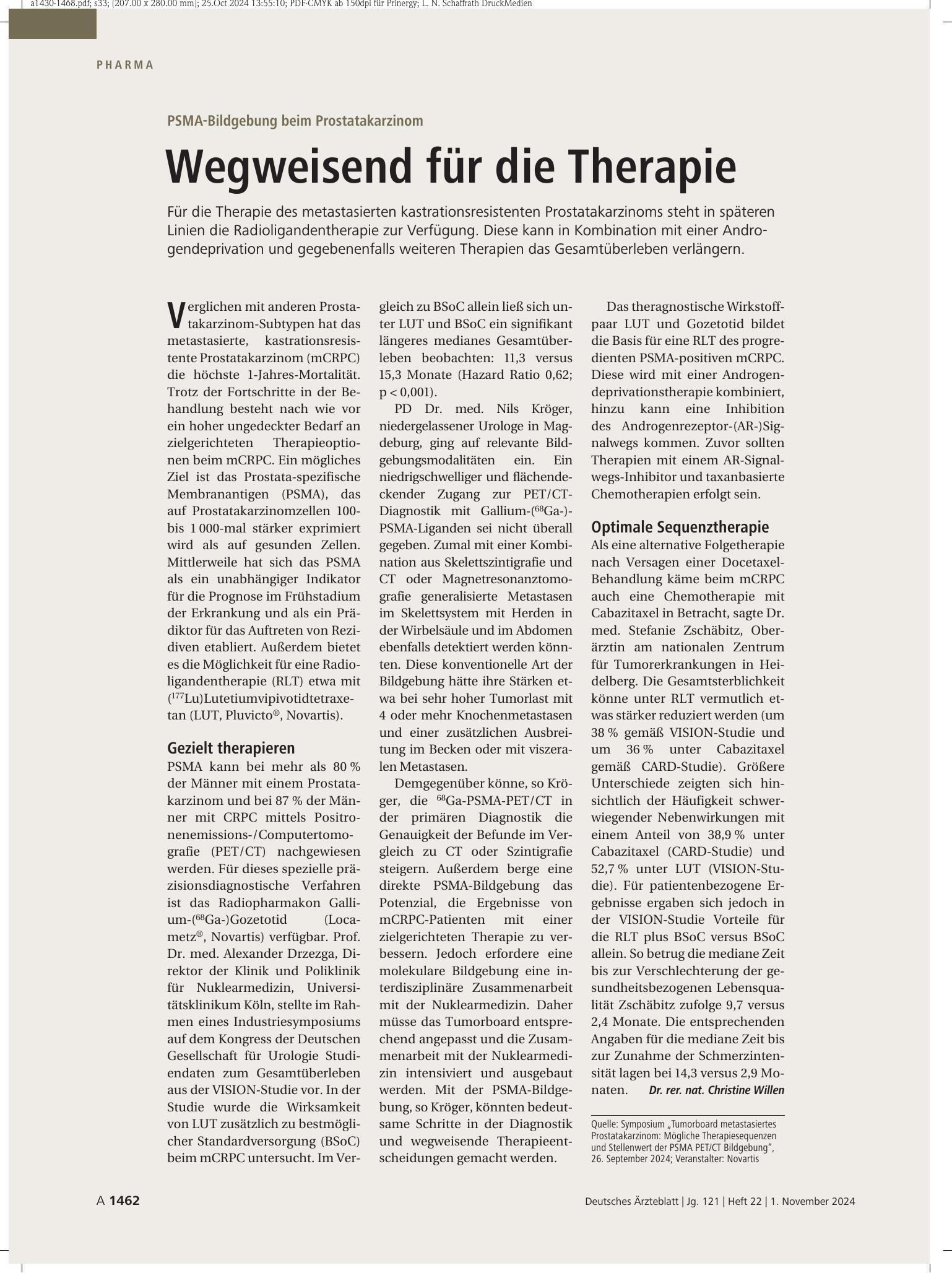 Vorschauseite 1: PSMA-Bildgebung beim Prostatakarzinom: Wegweisend für die Therapie – Deutsches Ärzteblatt
