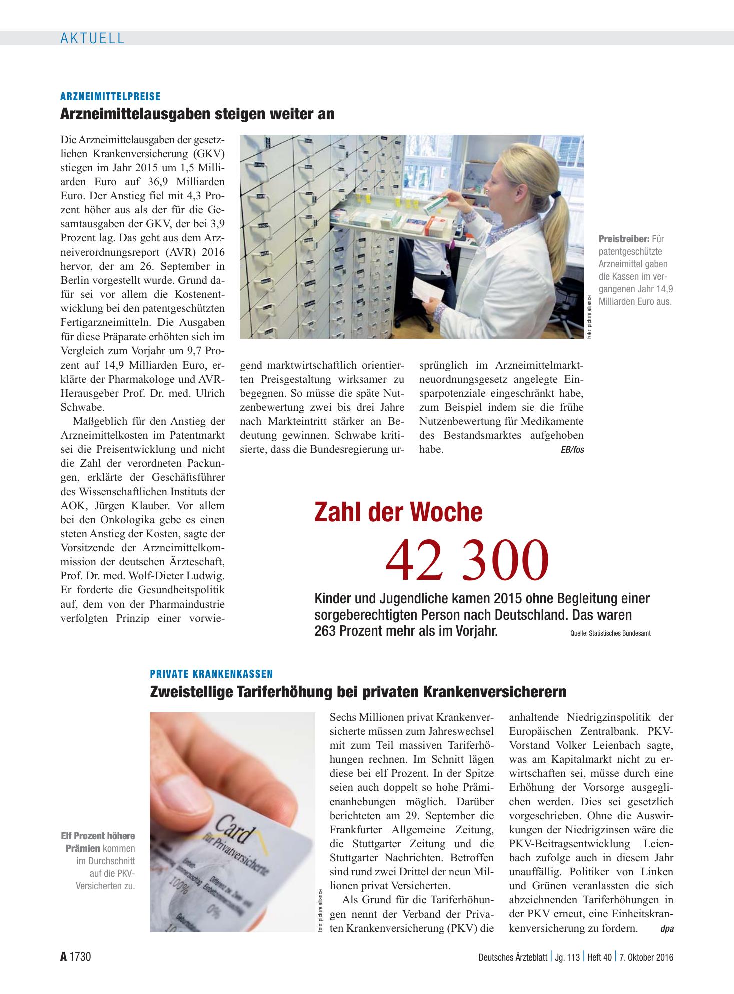 Vorschauseite 1: Zahl der Woche 42 300 – Deutsches Ärzteblatt