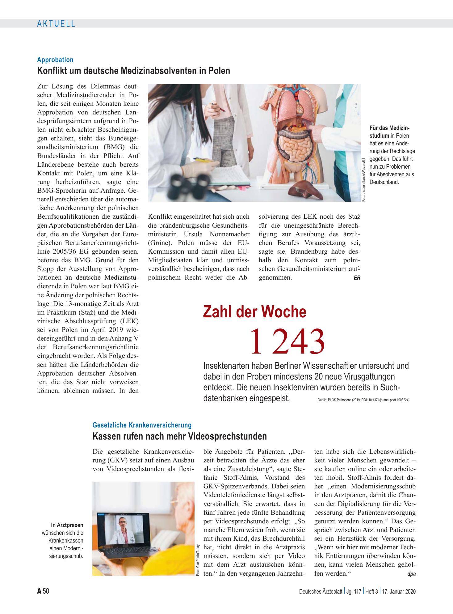 Vorschauseite 1: Zahl der Woche 1 243 – Deutsches Ärzteblatt