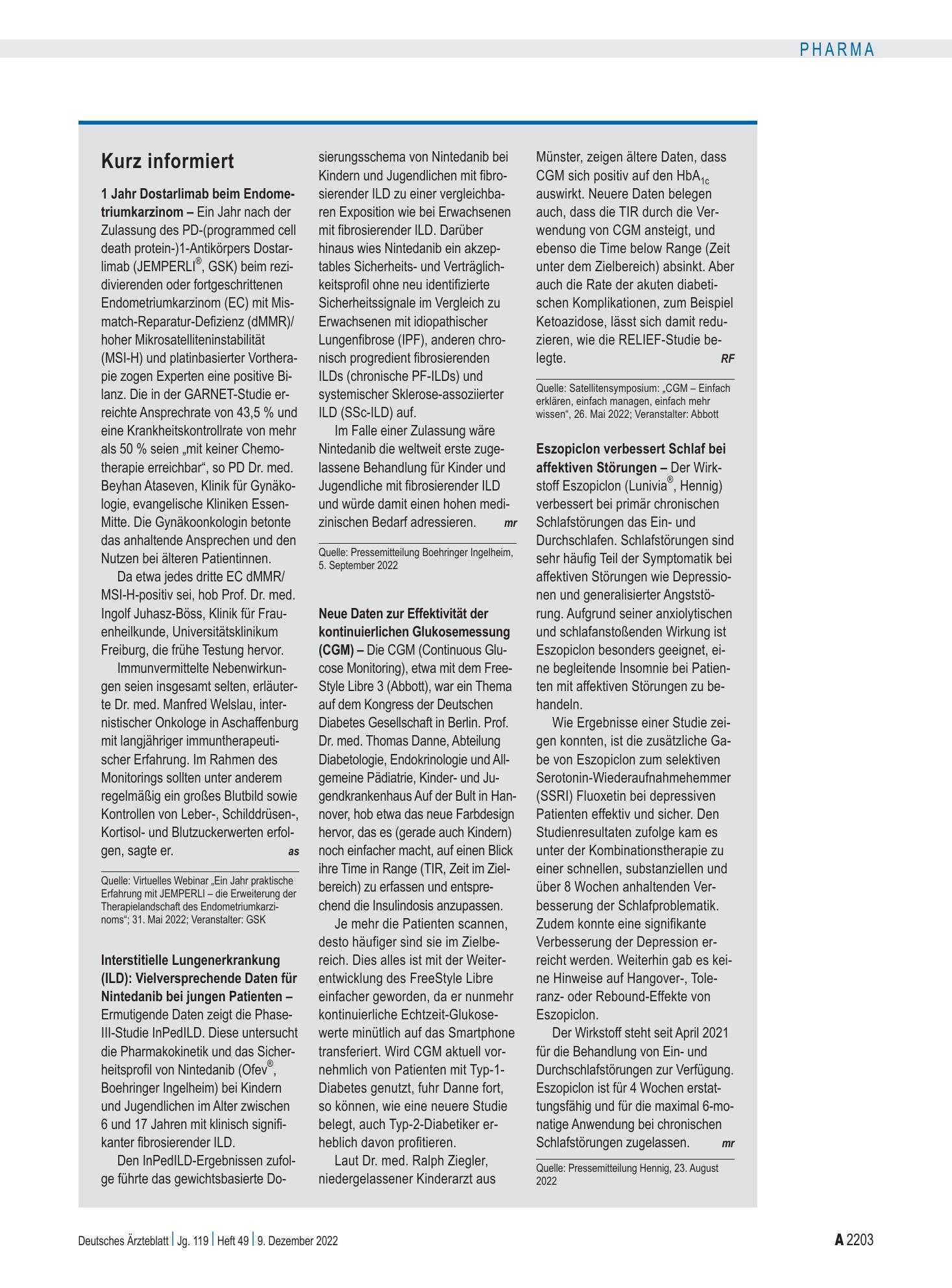 Vorschauseite 1: Kurz informiert – Deutsches Ärzteblatt