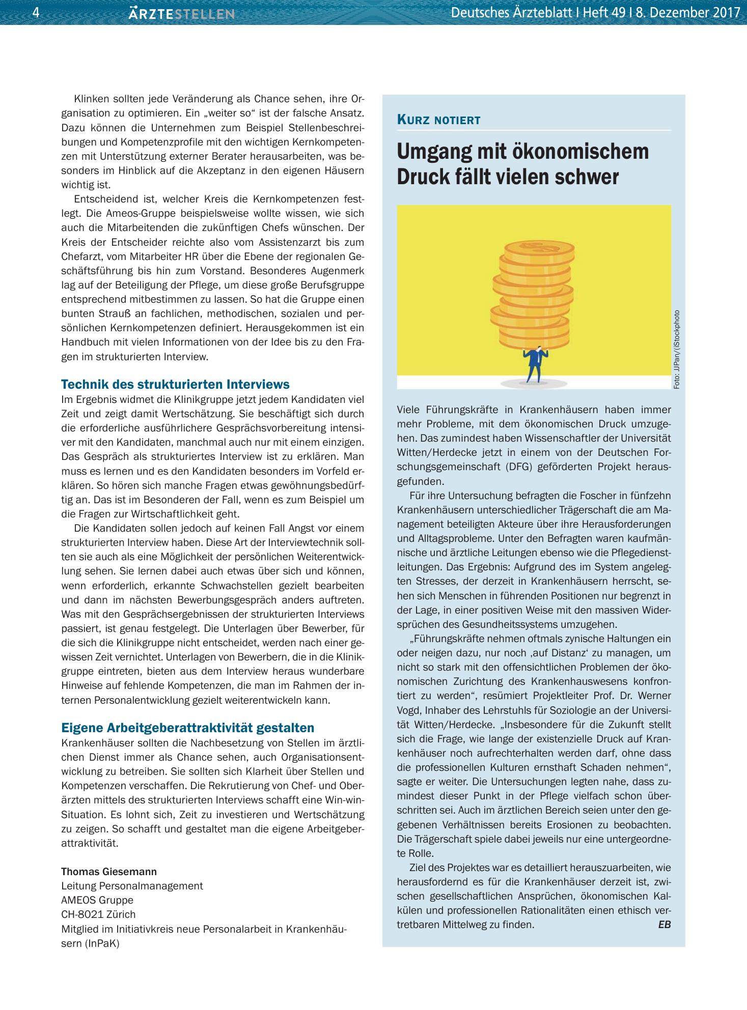 Vorschauseite 1: Umgang mit ökonomischem Druck fällt vielen schwer – Deutsches Ärzteblatt