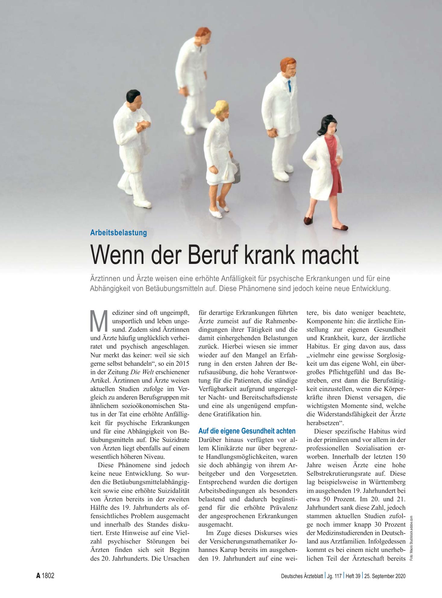 Vorschauseite 1: Arbeitsbelastung: Wenn der Beruf krank macht – Deutsches Ärzteblatt