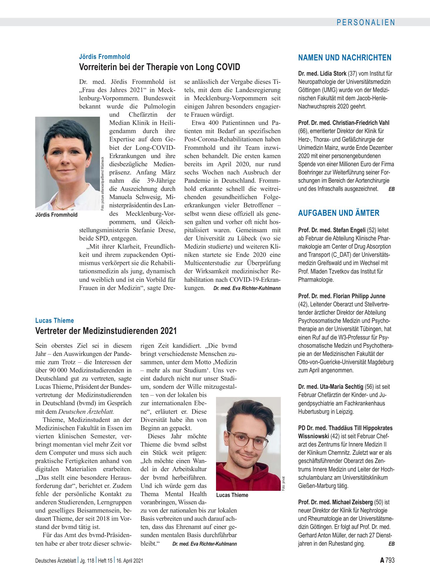 Vorschauseite 1: Aufgaben und Ämter – Deutsches Ärzteblatt