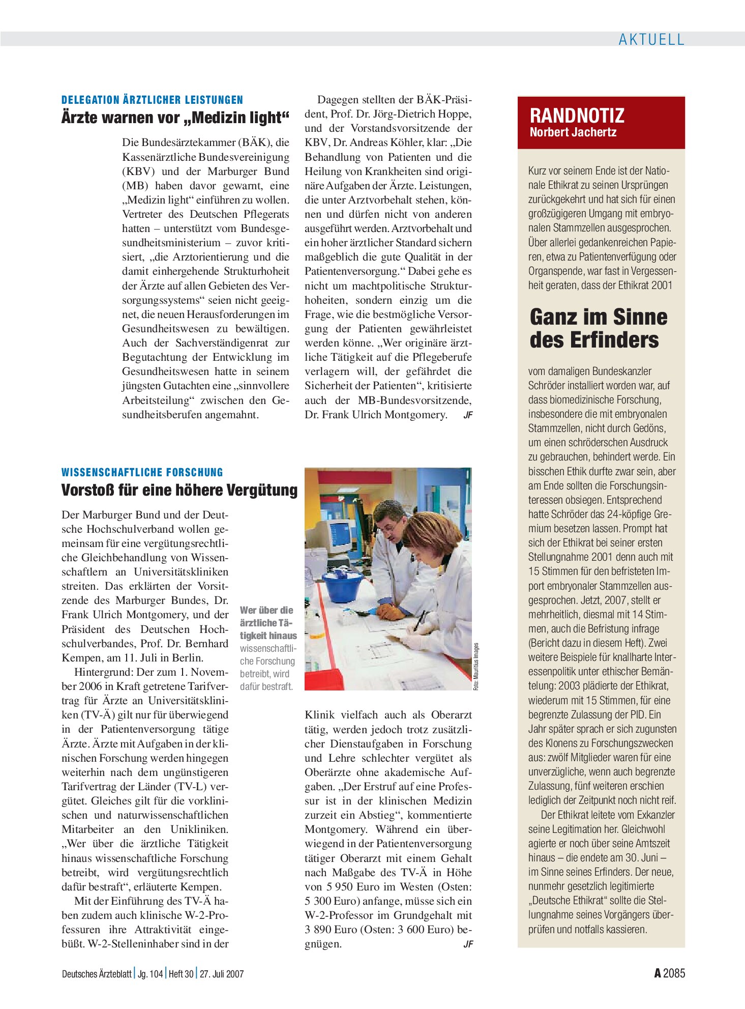 Vorschauseite 1: Randnotiz: Ganz im Sinne des Erfinders – Deutsches Ärzteblatt
