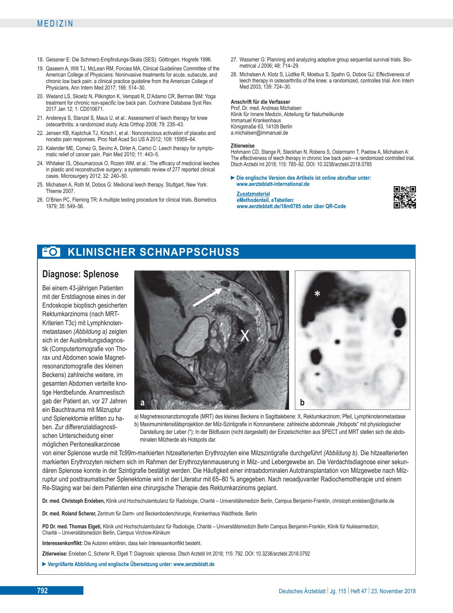 Vorschauseite 1: Diagnose: Splenose – Deutsches Ärzteblatt