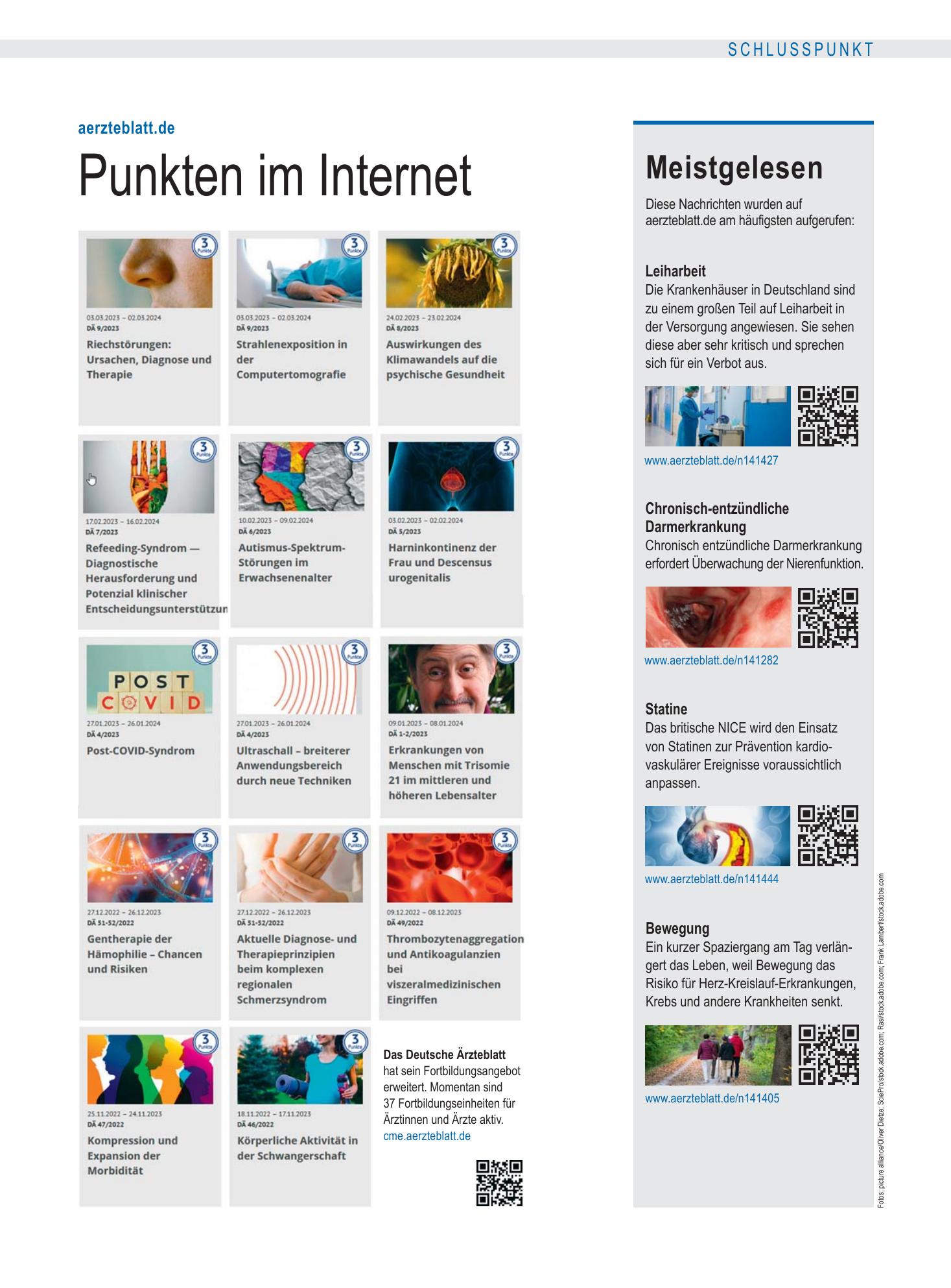 Vorschauseite 1: Meistgelesen – Deutsches Ärzteblatt