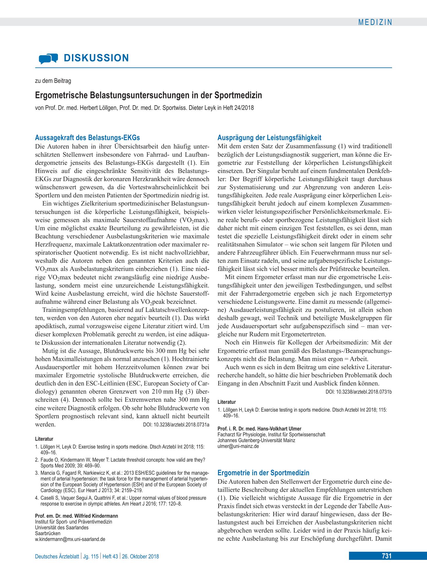 Vorschauseite 1: Aussagekraft des Belastungs-EKGs – Deutsches Ärzteblatt