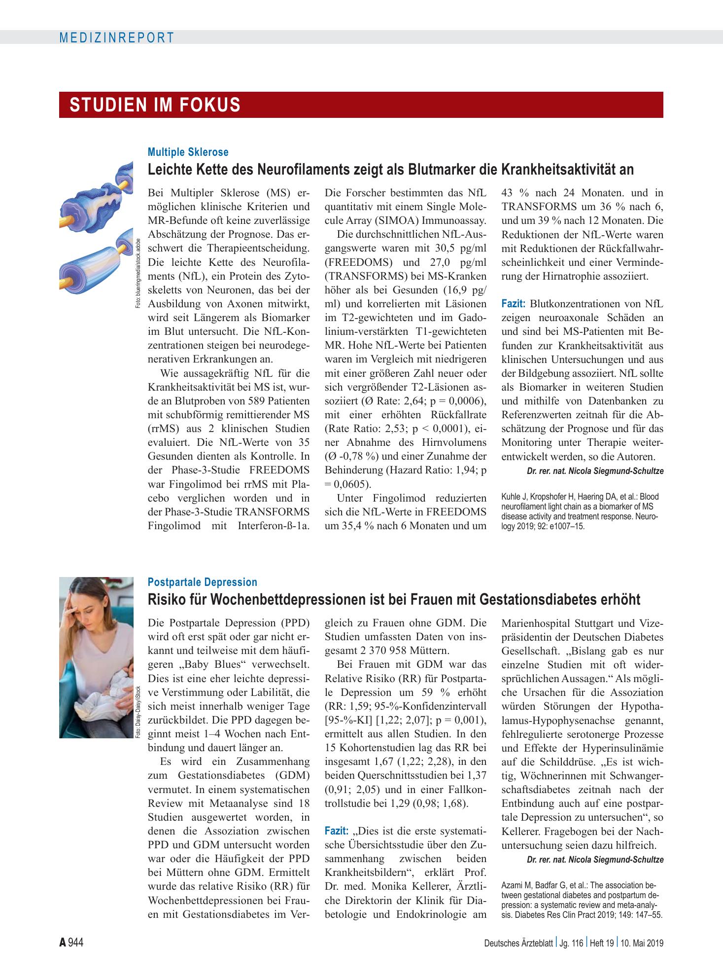 Vorschauseite 1: Postpartale Depression: Risiko für Wochenbettdepressionen ist bei Frauen mit Gestationsdiabetes erhöht – Deutsches Ärzteblatt