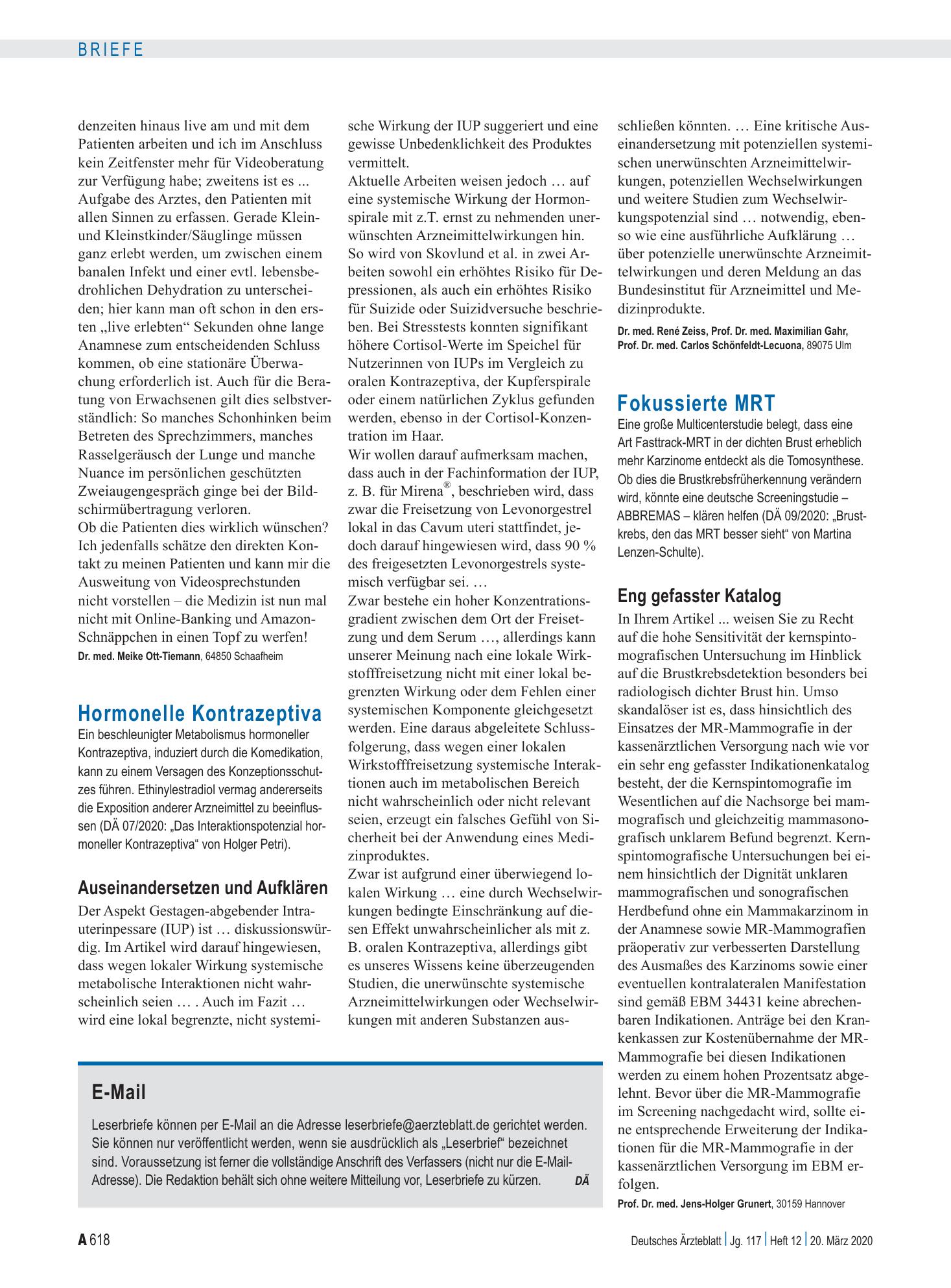 Vorschauseite 1: Fokussierte MRT: Eng gefasster Katalog – Deutsches Ärzteblatt