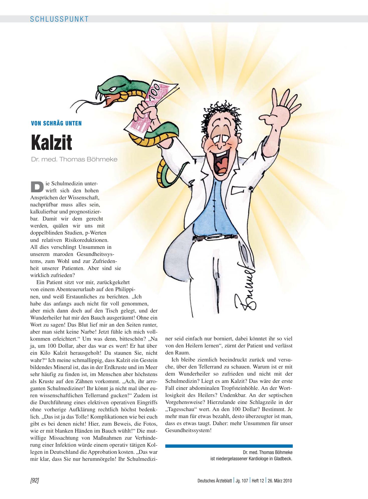 Vorschauseite 1: Von Schräg unten: Kalzit – Deutsches Ärzteblatt