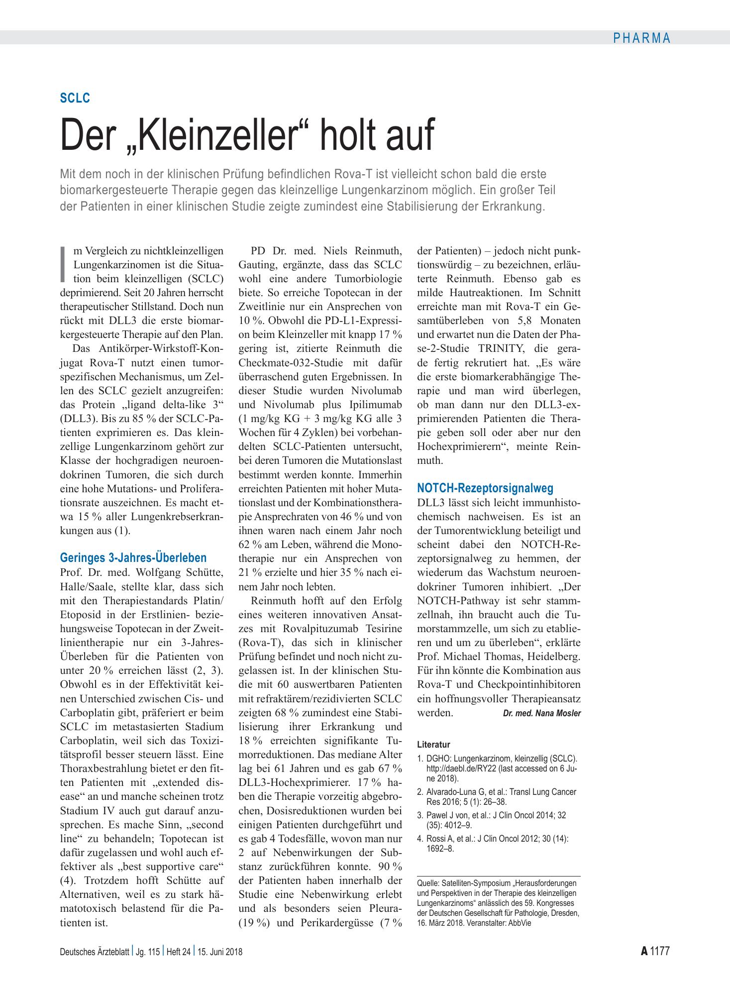 Vorschauseite 1: SCLC: Der „Kleinzeller“ holt auf – Deutsches Ärzteblatt