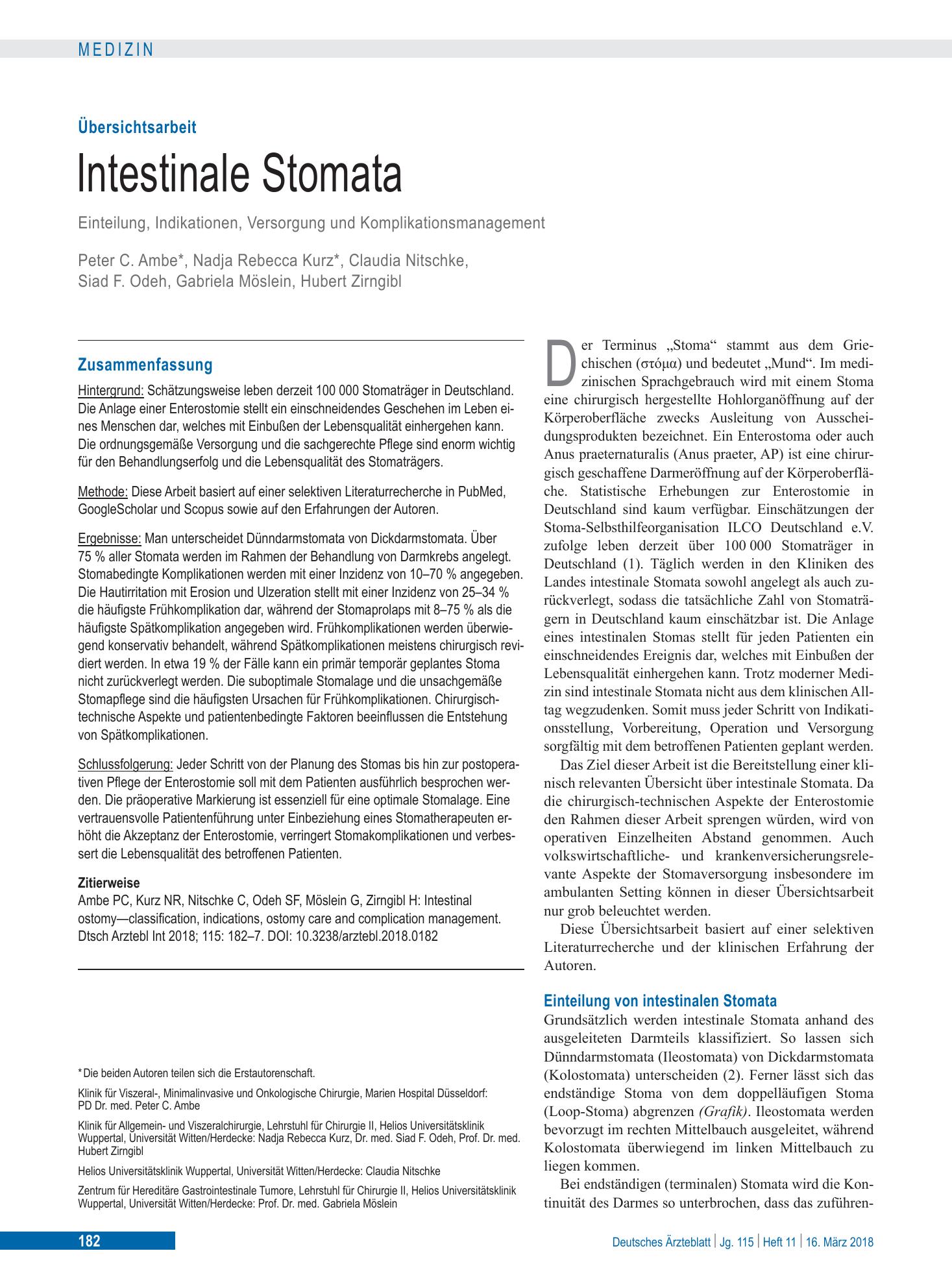 Vorschauseite 1: Intestinale Stomata – Deutsches Ärzteblatt