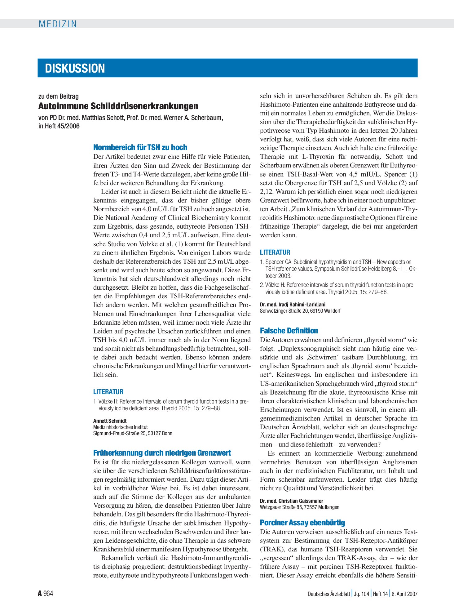 Vorschauseite 1: Autoimmune Schilddrüsenerkrankungen: Falsche Definition – Deutsches Ärzteblatt
