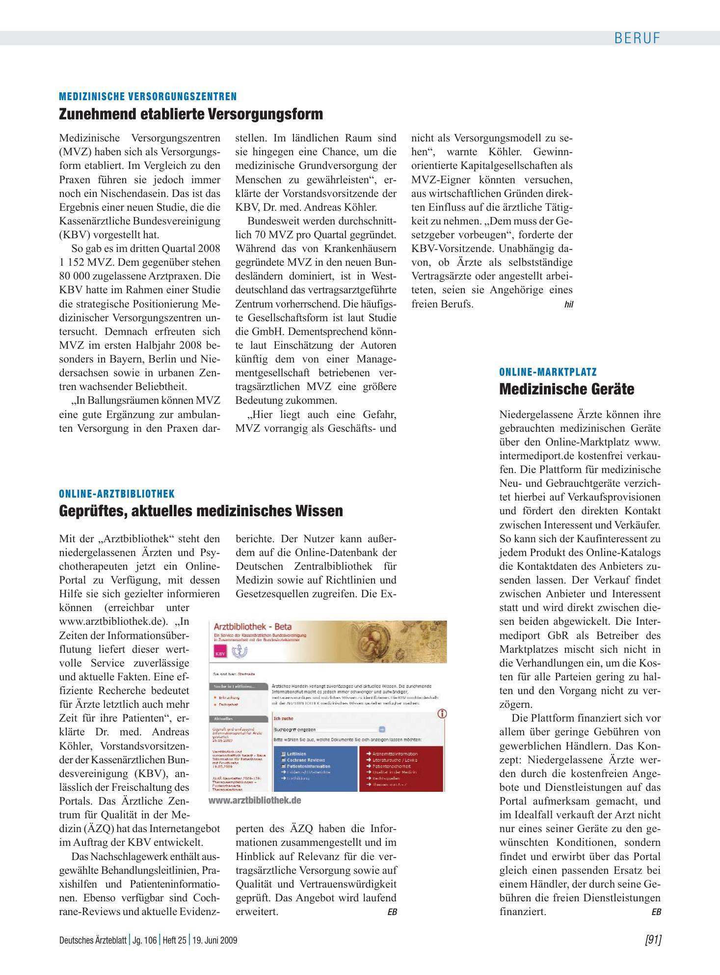Vorschauseite 1: Online-Marktplatz: Medizinische Geräte – Deutsches Ärzteblatt