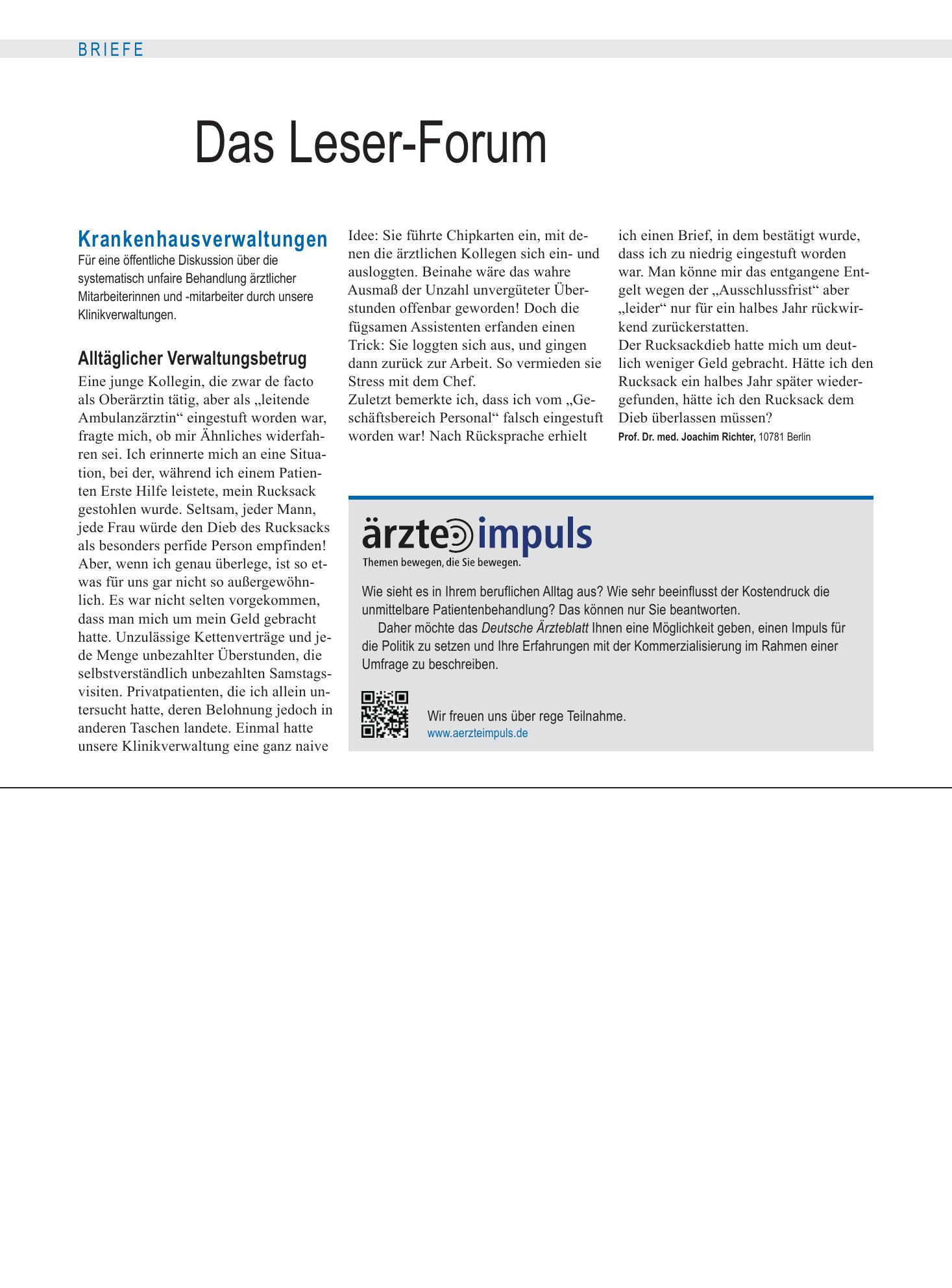 Vorschauseite 1: ärzteimpuls: Themen bewegen, die Sie bewegen – Deutsches Ärzteblatt