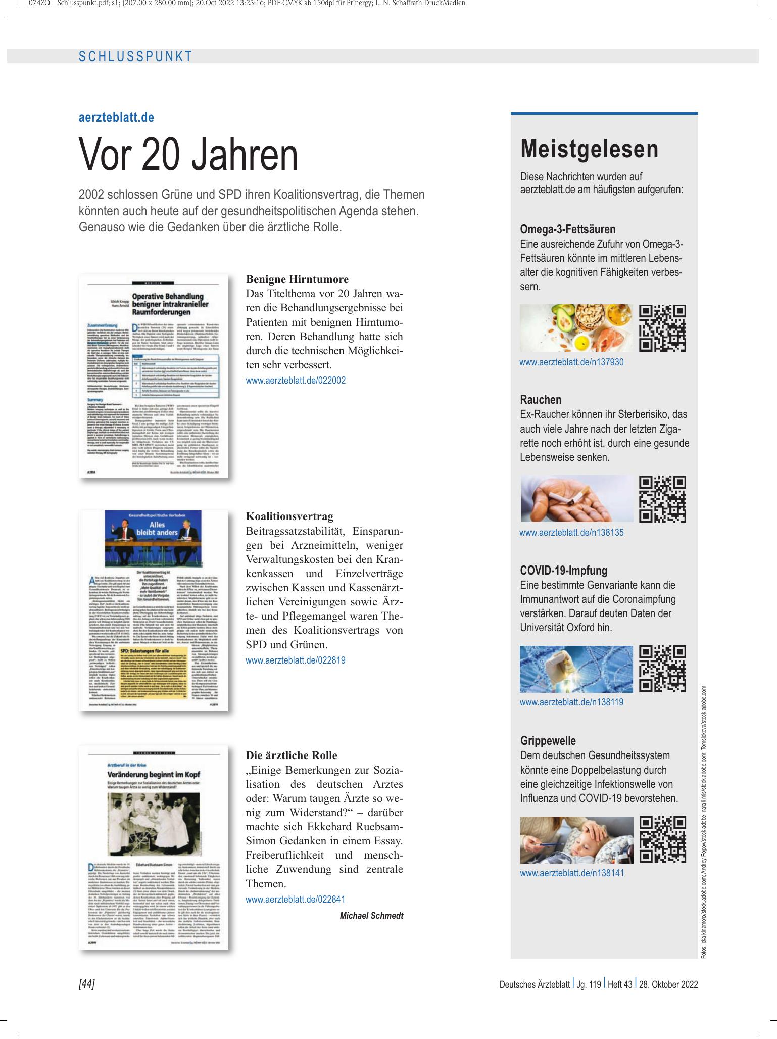 Vorschauseite 1: Meistgelesen – Deutsches Ärzteblatt