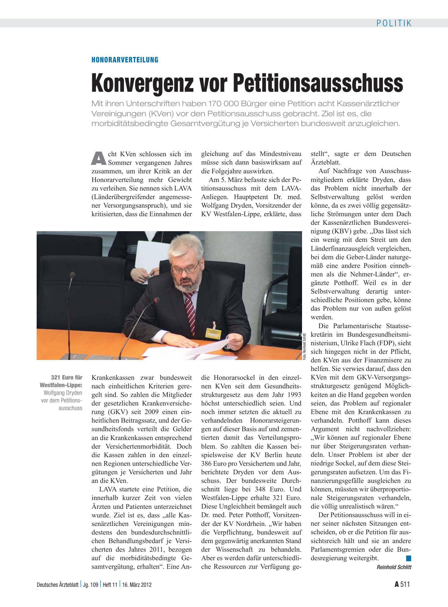 Vorschauseite 1: Honorarverteilung: Konvergenz vor Petitionsausschuss – Deutsches Ärzteblatt